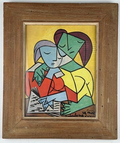 Two Girls Reading (Cubist Abstract Picasso Print)