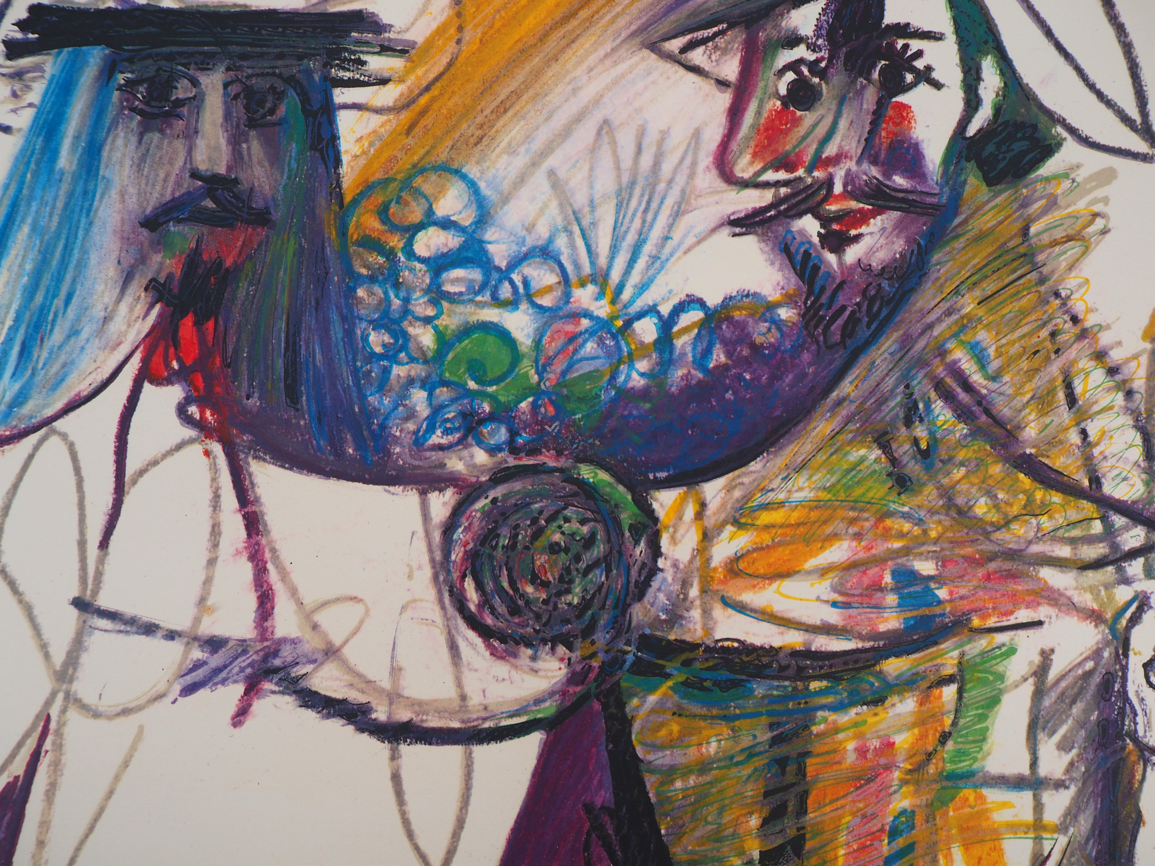 Two Musketeers - Lithograph (Mourlot 1971) - Brown Figurative Print by (after) Pablo Picasso