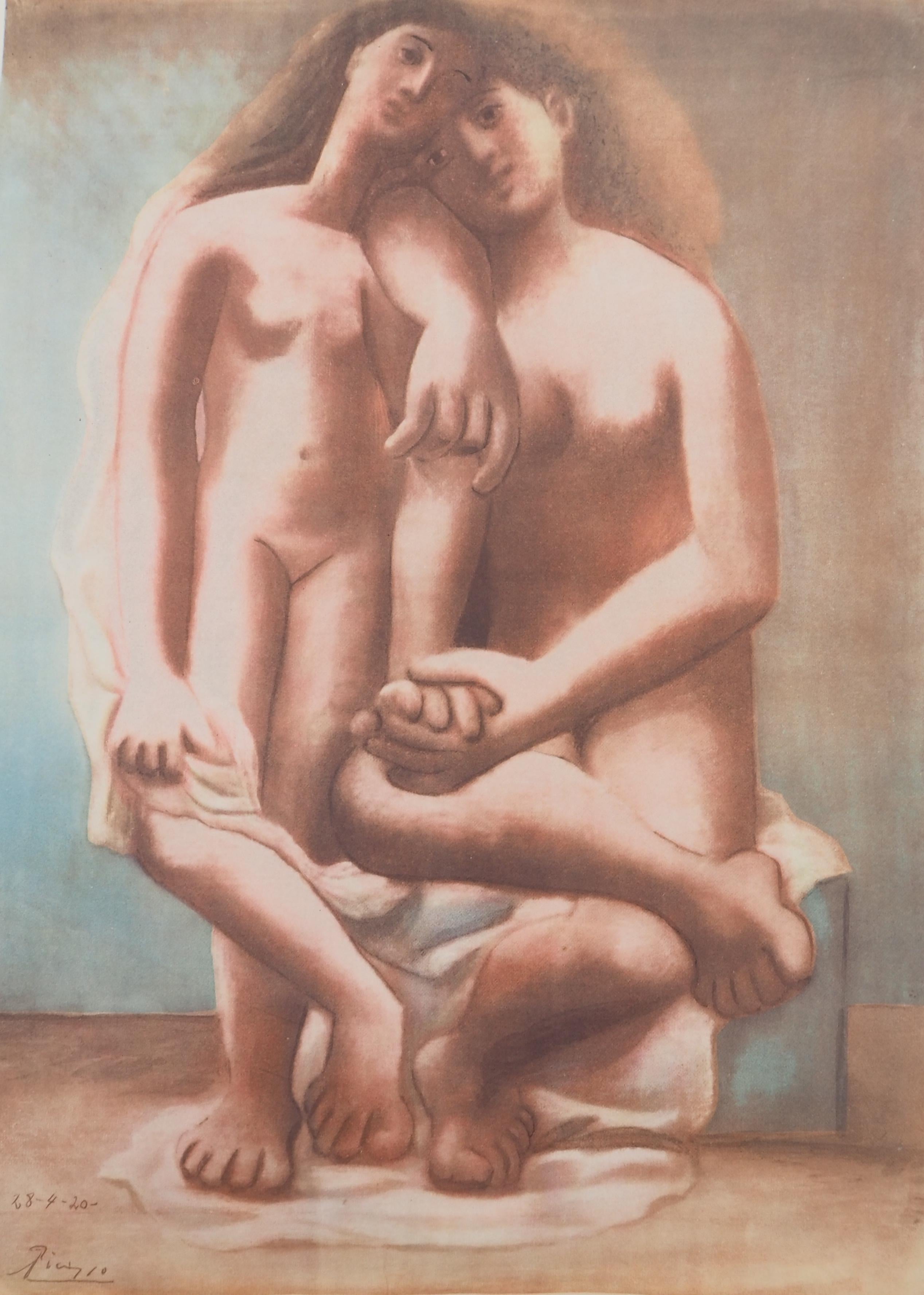 Dos desnudos - Litografía y estarcido, Firmado - Print Abstracto de (after) Pablo Picasso