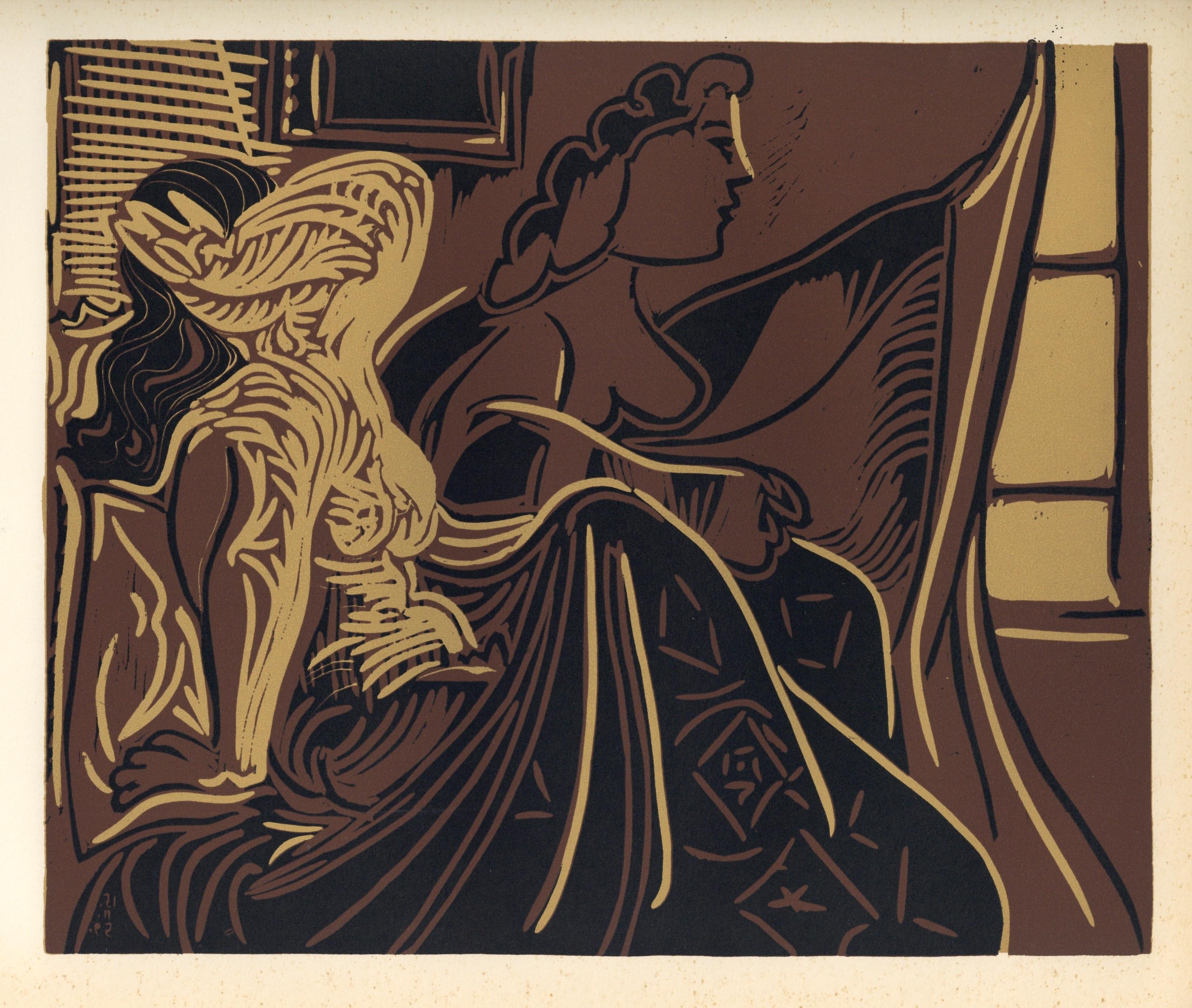 "Two Women at the Window" linocut - Print by (after) Pablo Picasso