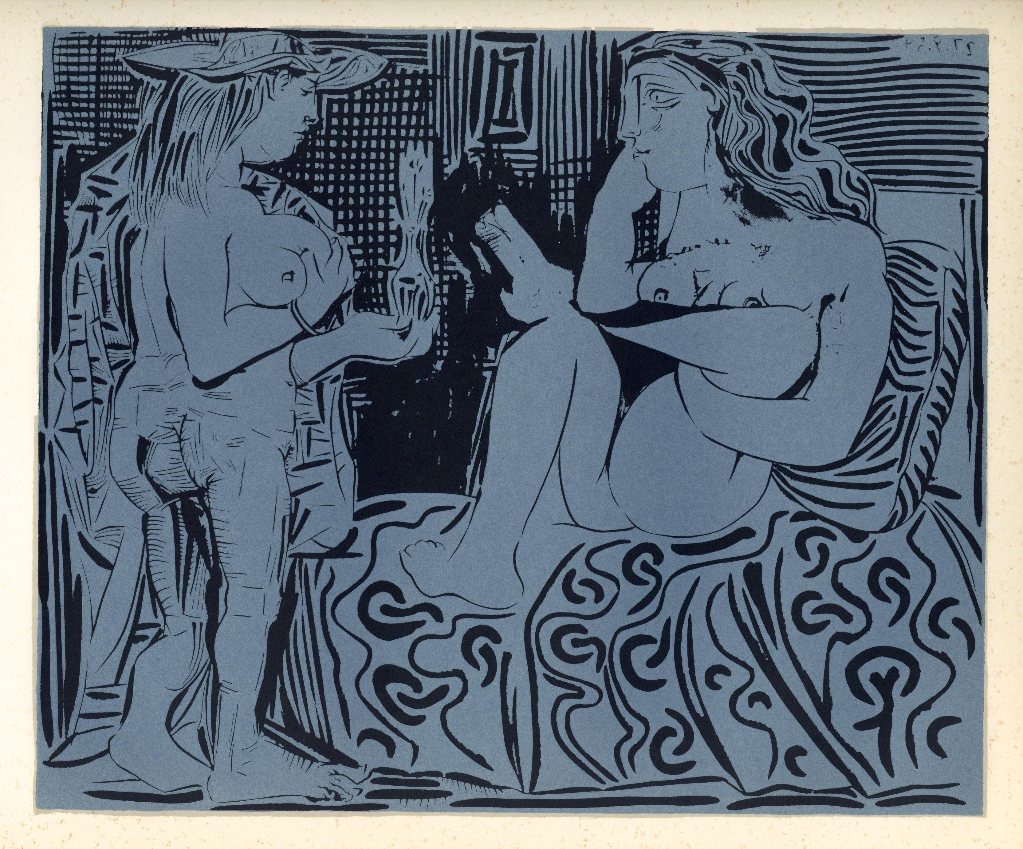 "Two Women" linocut - Print by (after) Pablo Picasso