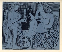 "Two Women" linocut