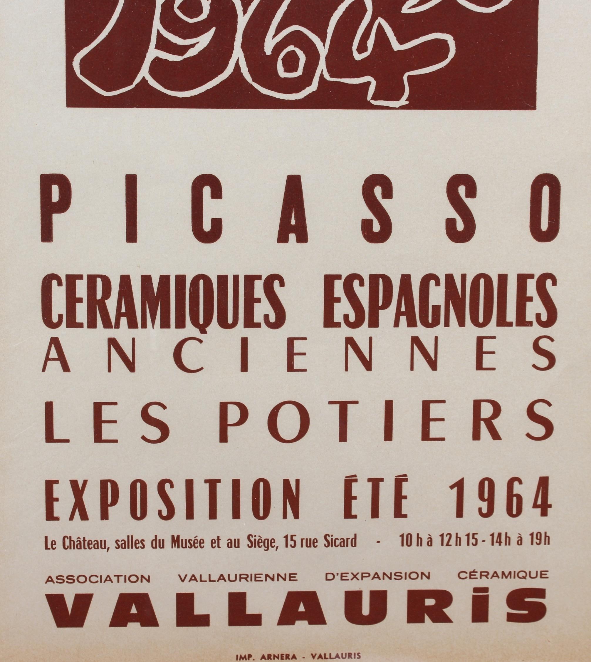 Vintage Vallauris Ceramics Poster by Pablo Picasso and Arnéra Printers (1964) 2