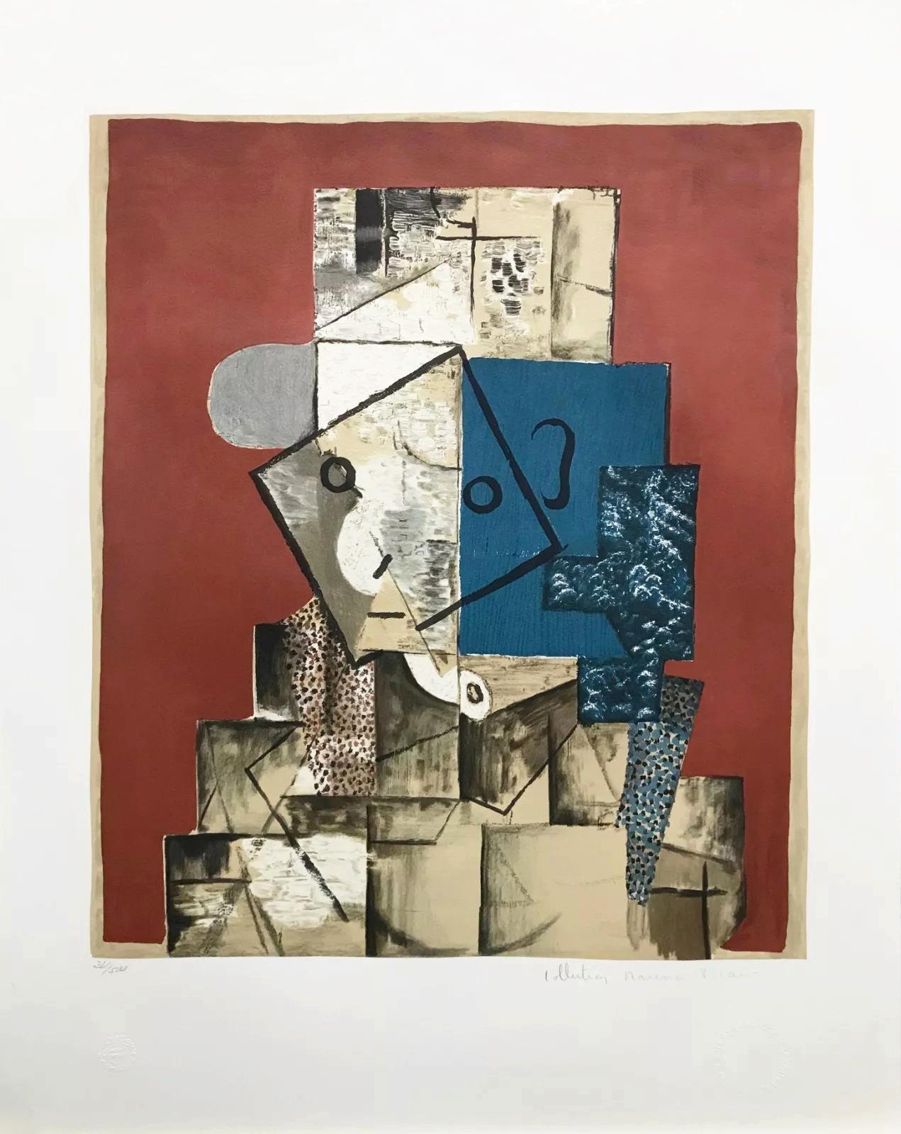 (after) Pablo Picasso Figurative Print - VISAGE SUR FOND ROUGE
