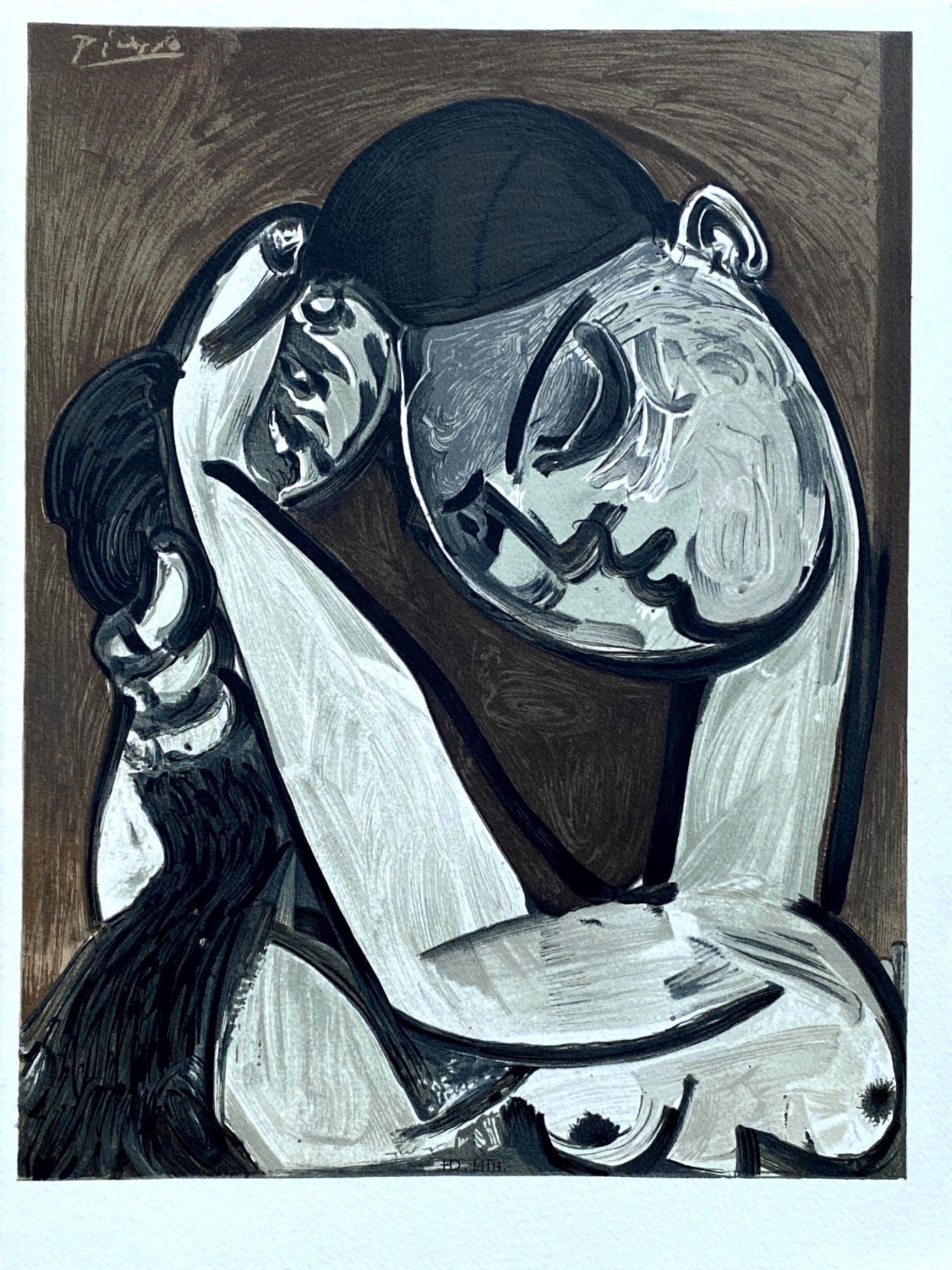 (after) Pablo Picasso Portrait Print - Woman Combing her Hair - Lithograph Signed in the Plate
