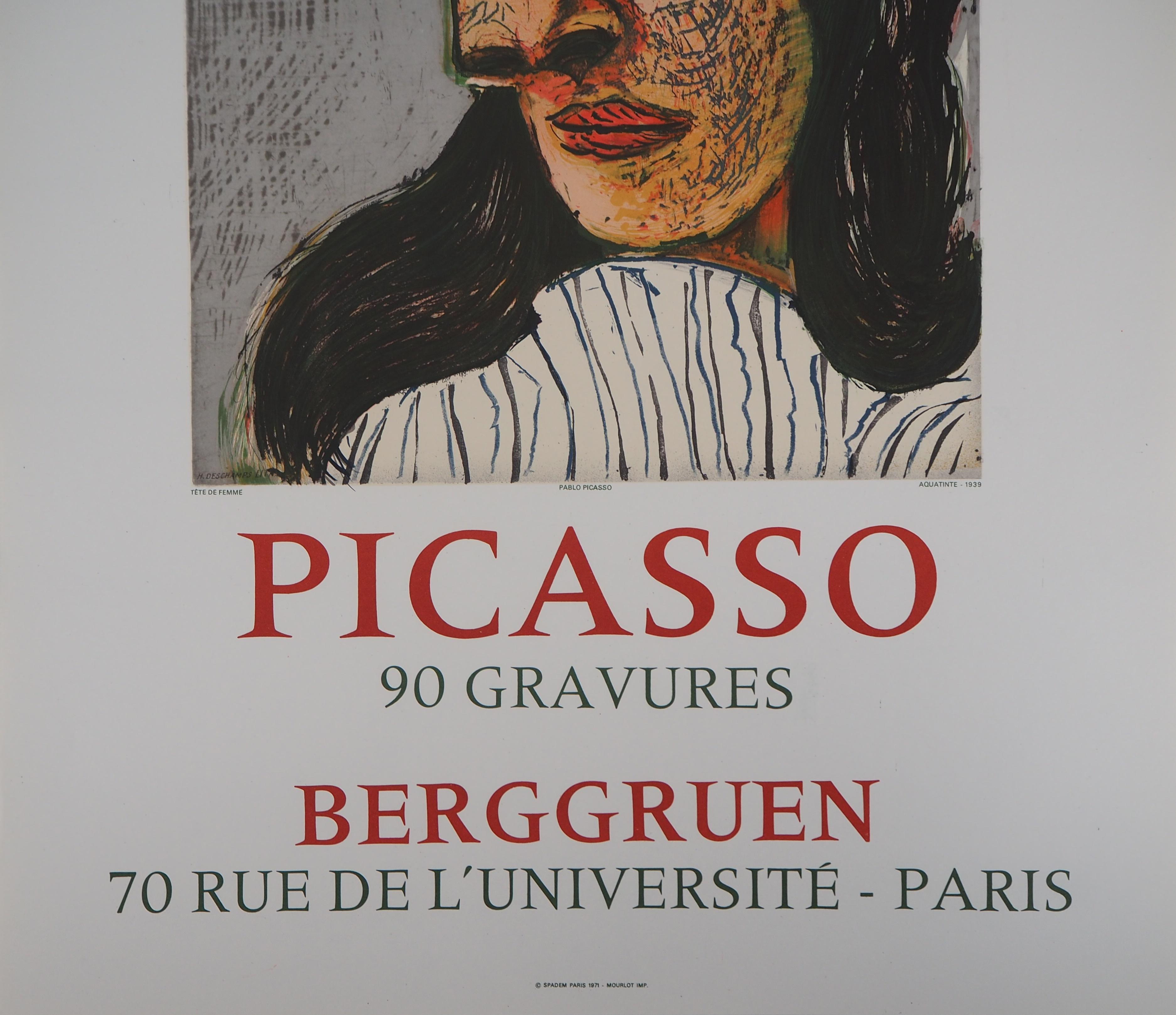 Portrait de femme - Affiche lithographique : Berggruen  - Mourlot 1971 (Cwiklitzer #386) en vente 2