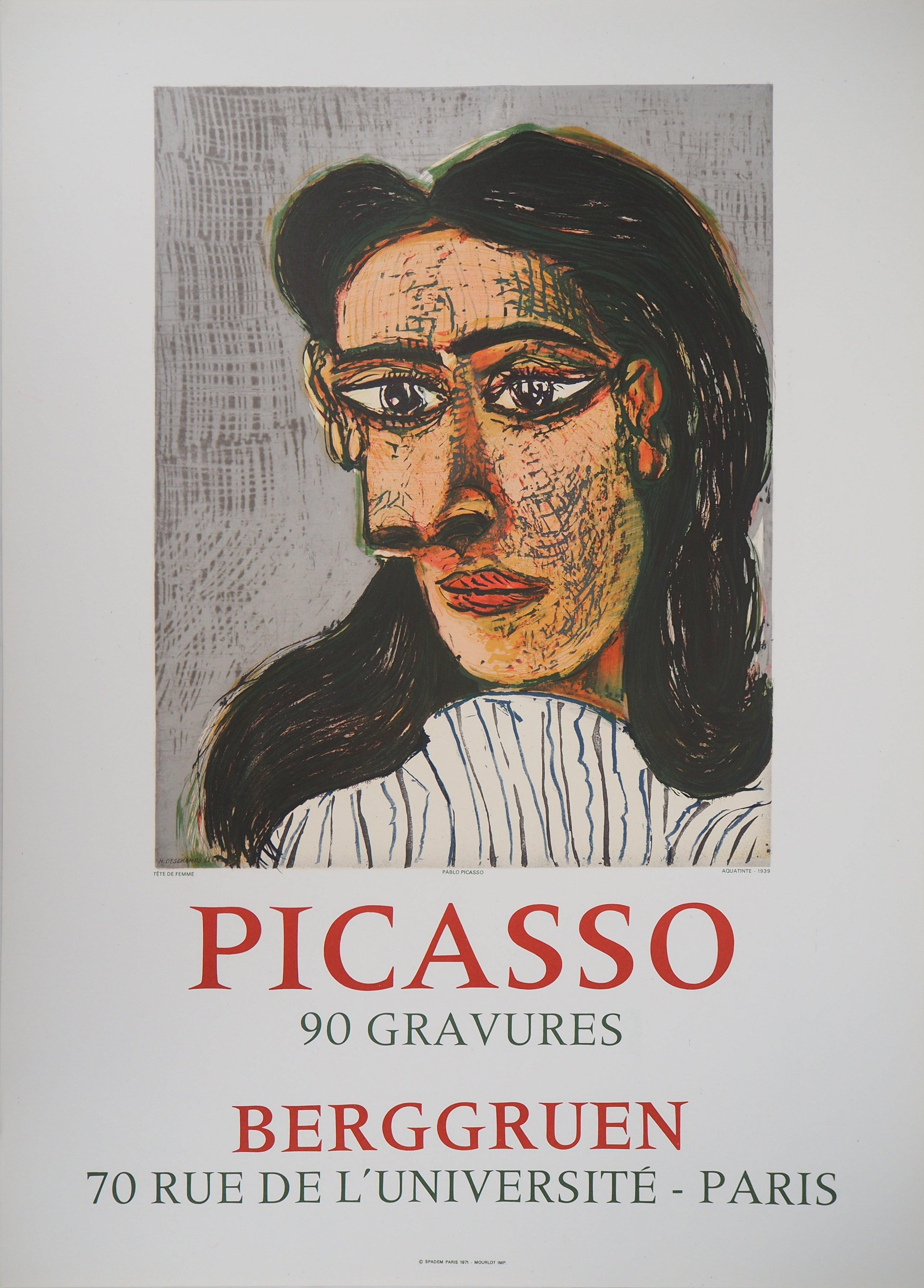 (after) Pablo Picasso Portrait Print - Woman Portrait - Lithograph poster : Berggruen  - Mourlot 1971 (Cwiklitzer #386)