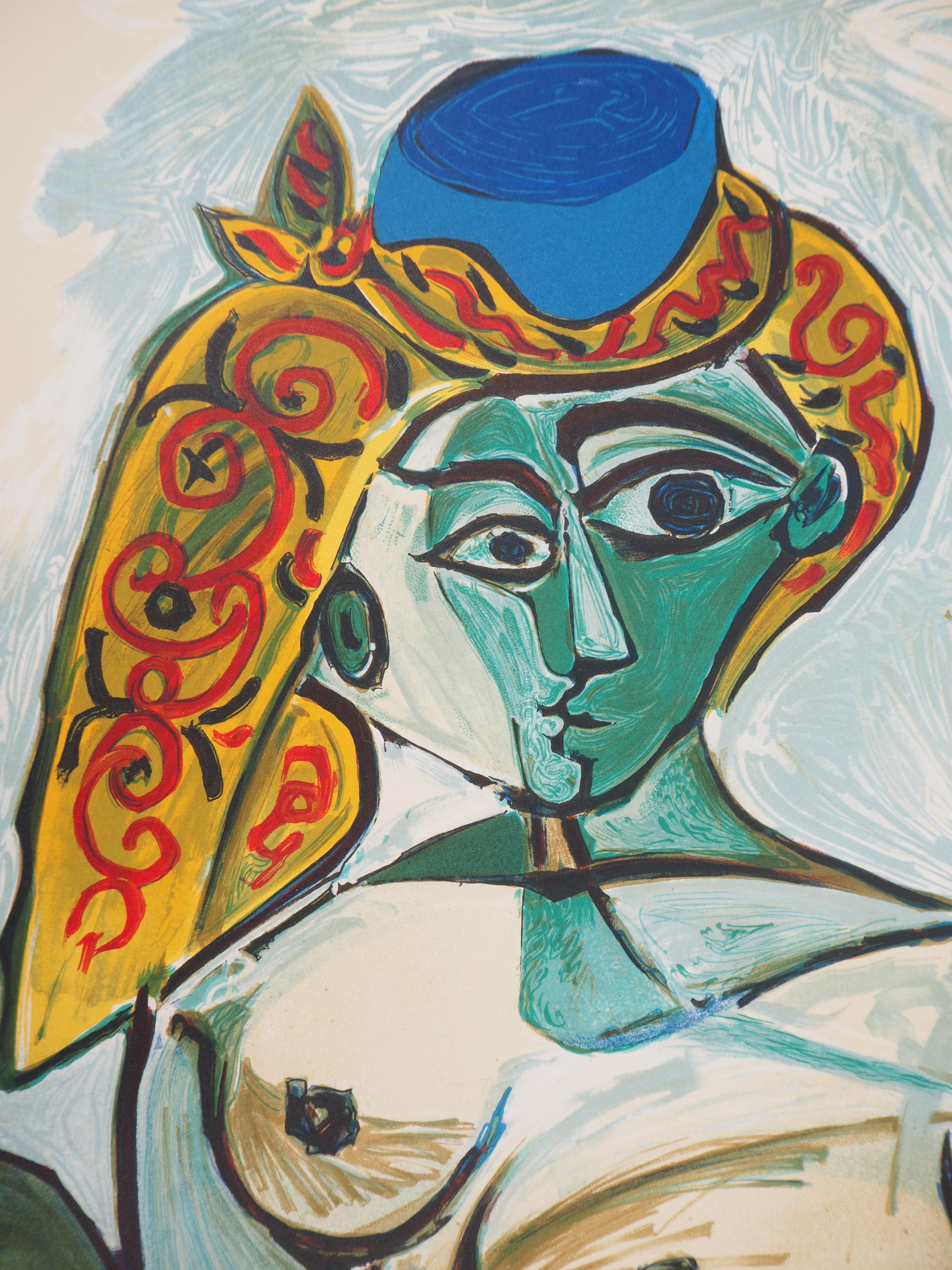 Pablo PICASSO (after)
Woman with Turkish Hat 

Lithograph
Printed signature in the plate
Engraved by Henri Deschamps and printed in Mourlot workshop in 1974
On vellum 75 x 52 cm (c. 30 x 21 inch)

Very good conditoon