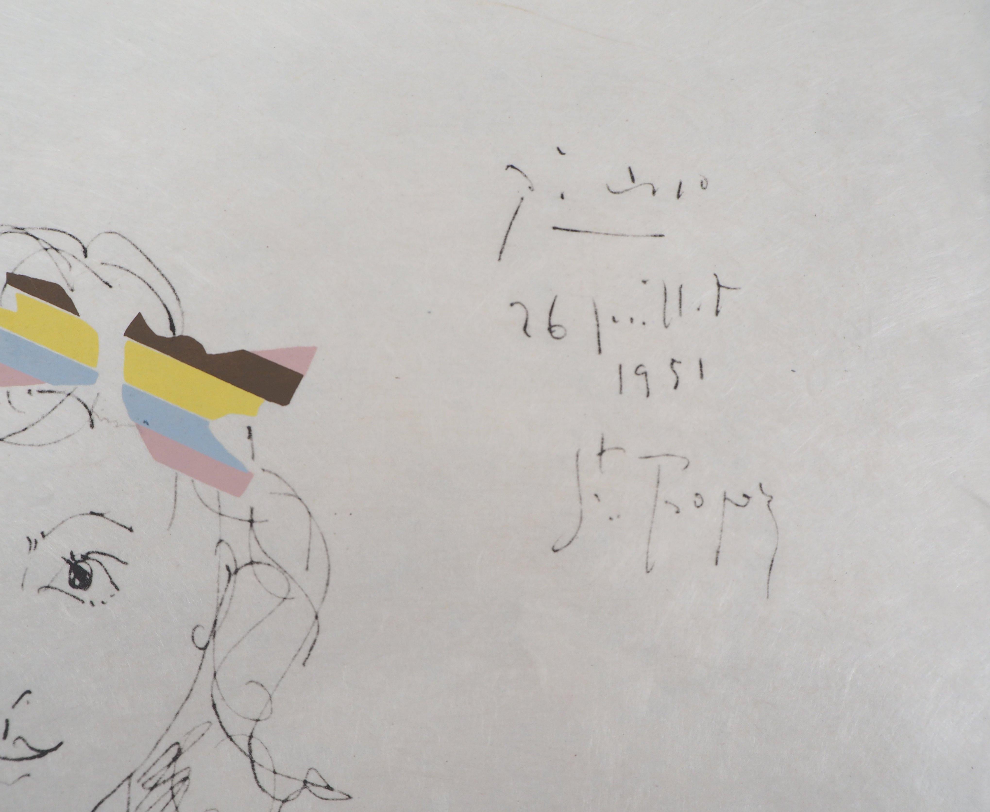 Jeune fille aux rayures - Lithographie sur papier japonais - Ltd à 100 épreuves - Moderne Print par (after) Pablo Picasso