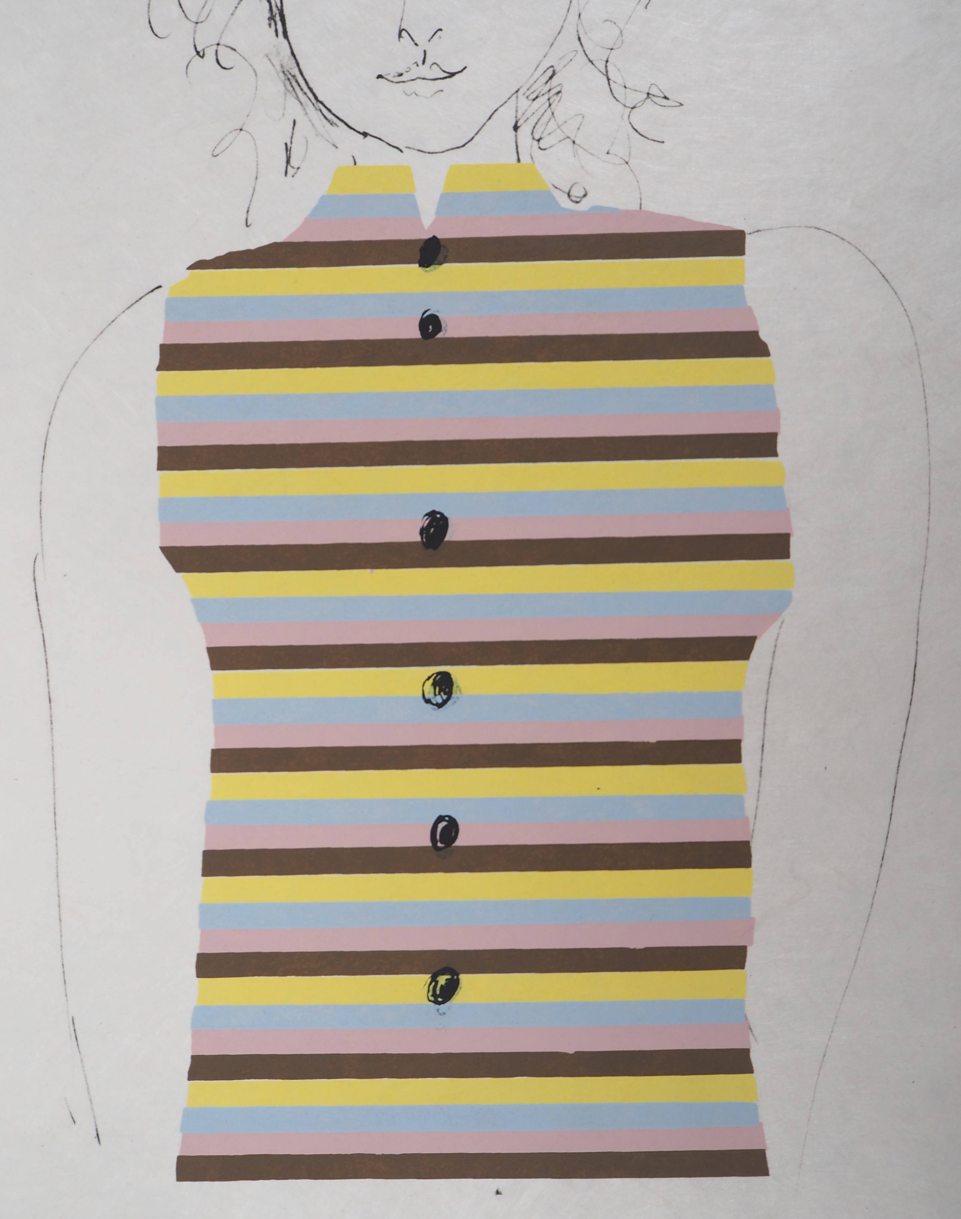 Jeune fille aux rayures - Lithographie sur papier japonais - Ltd à 100 épreuves en vente 1