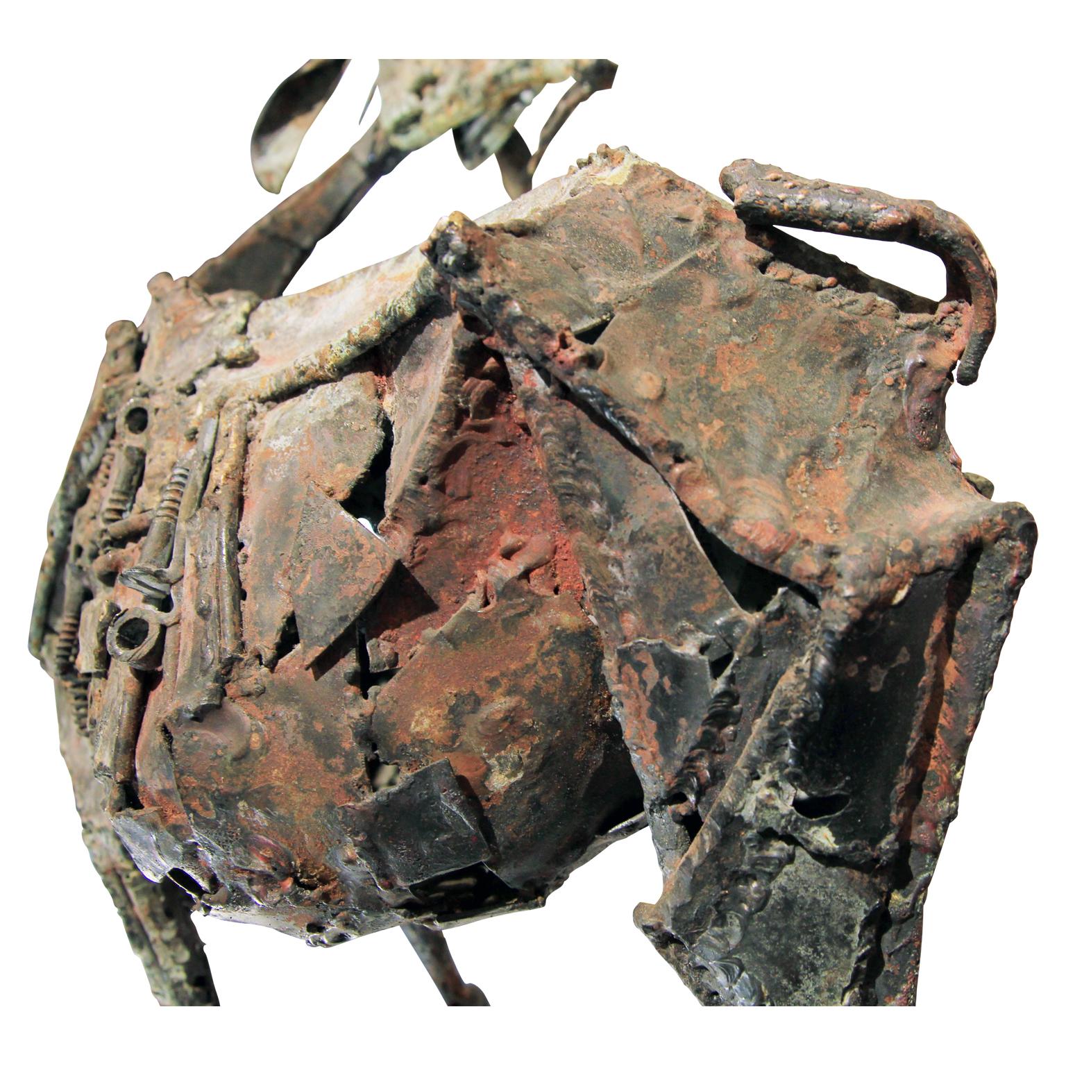Brutalist Modern Abstract Metal Falling Goat Sculpture 2
