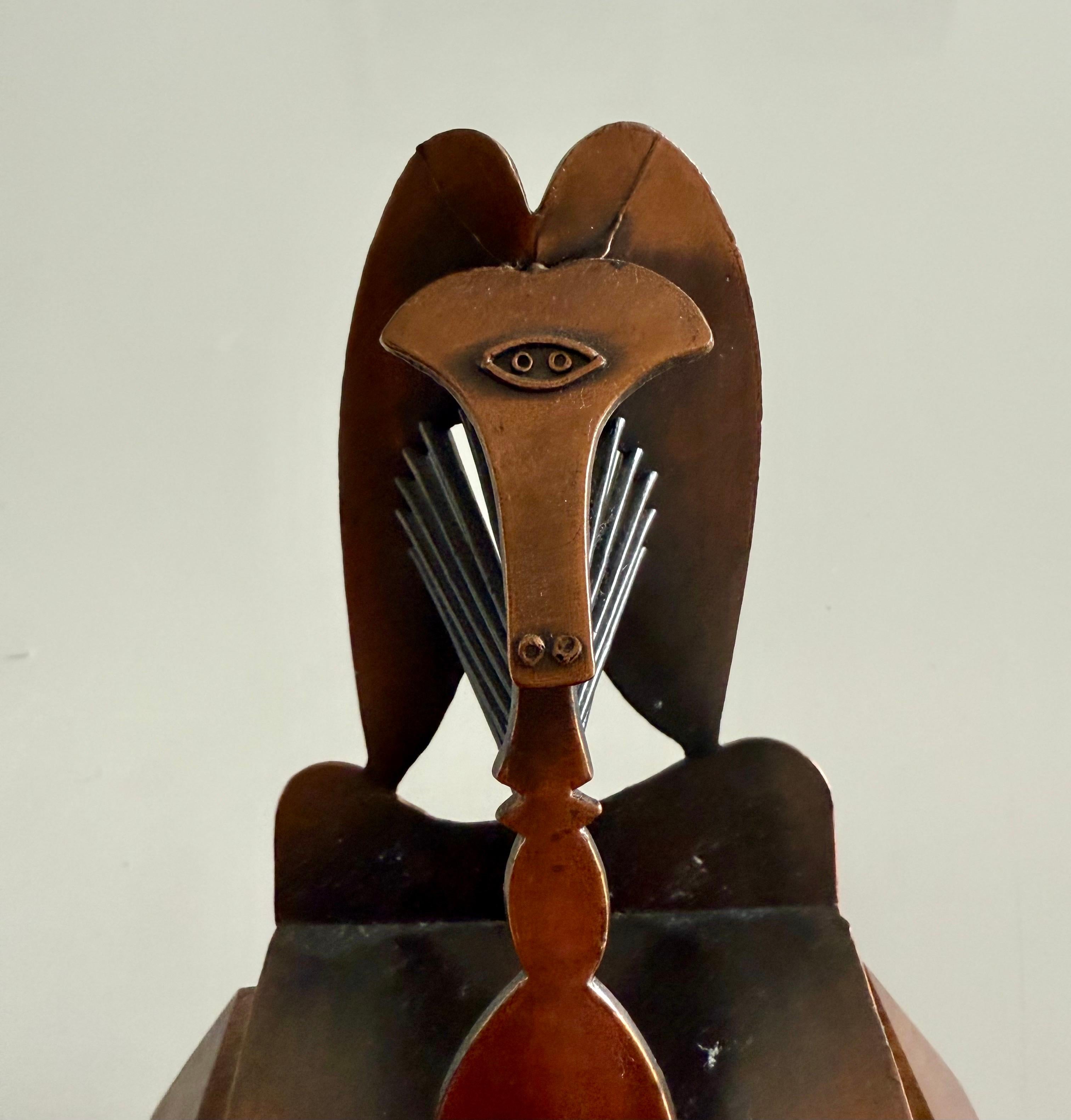 Vintage 1967 1970 Modernist Maquette Chicago Picasso Cubist Sculpture Head Metal For Sale 7