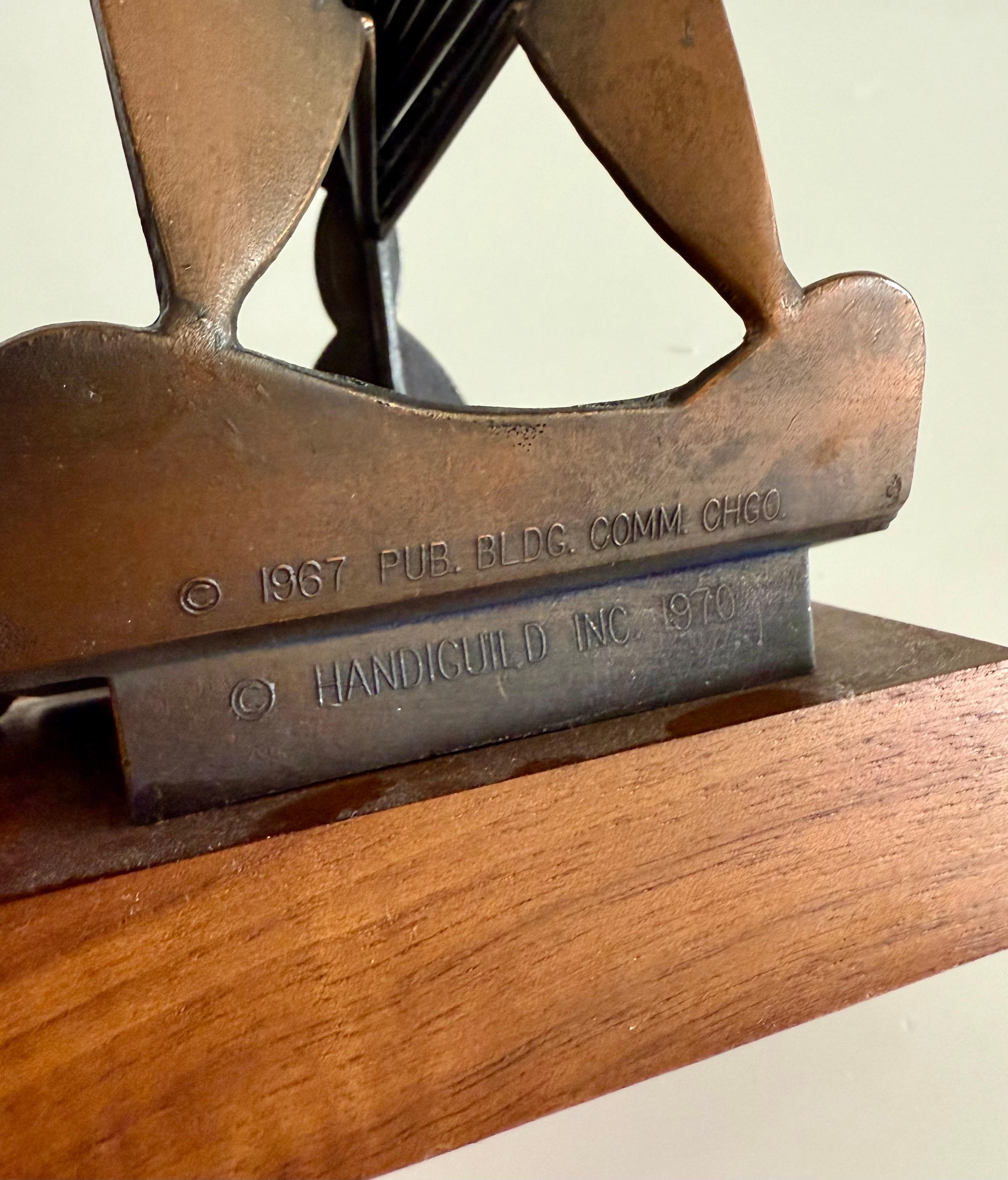 Vintage 1967 1970 Modernist Maquette Chicago Picasso Cubist Sculpture Head Metal For Sale 9