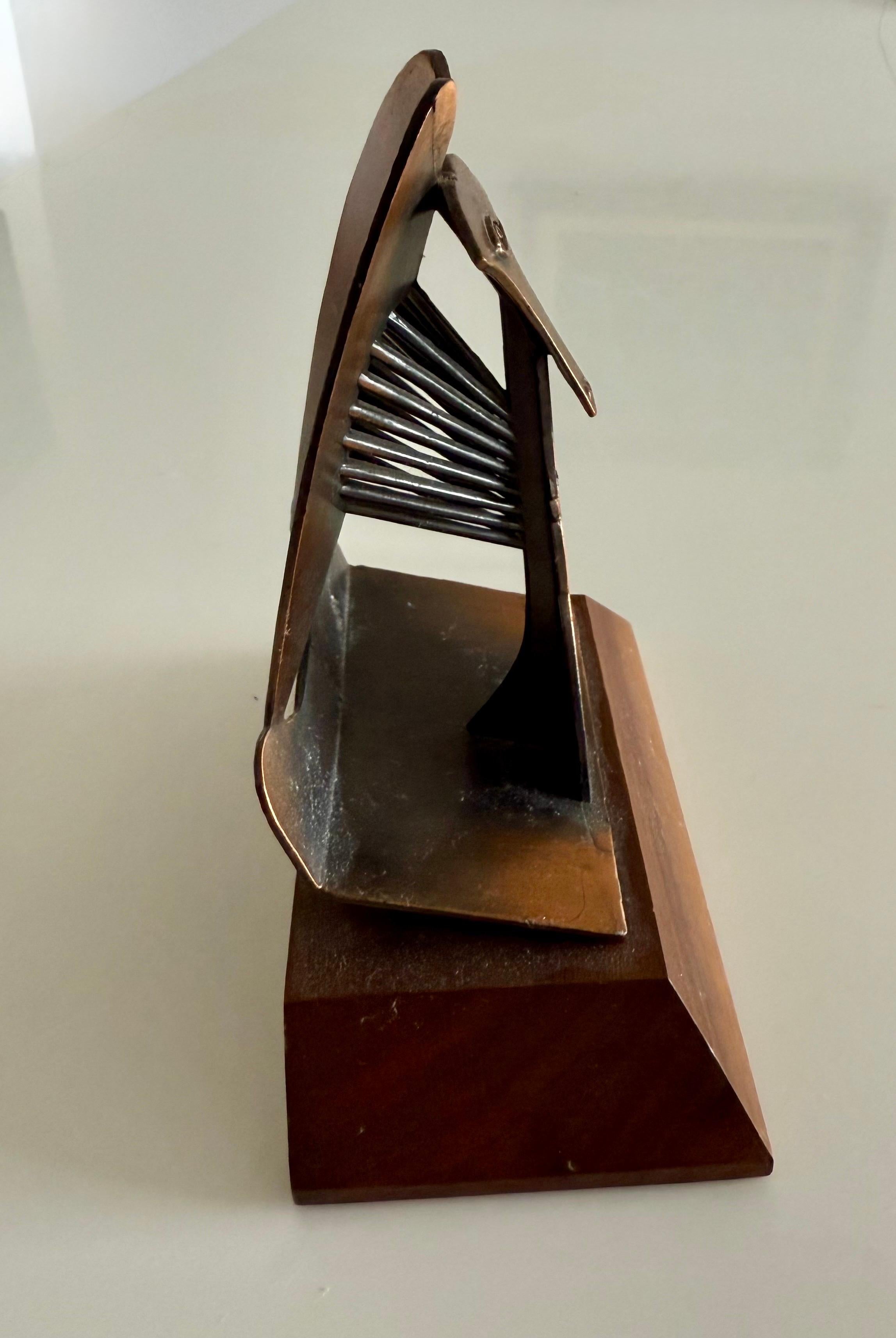 Vintage 1967 1970 Modernist Maquette Chicago Picasso Cubist Sculpture Head Metal - Brown Figurative Sculpture by (after) Pablo Picasso