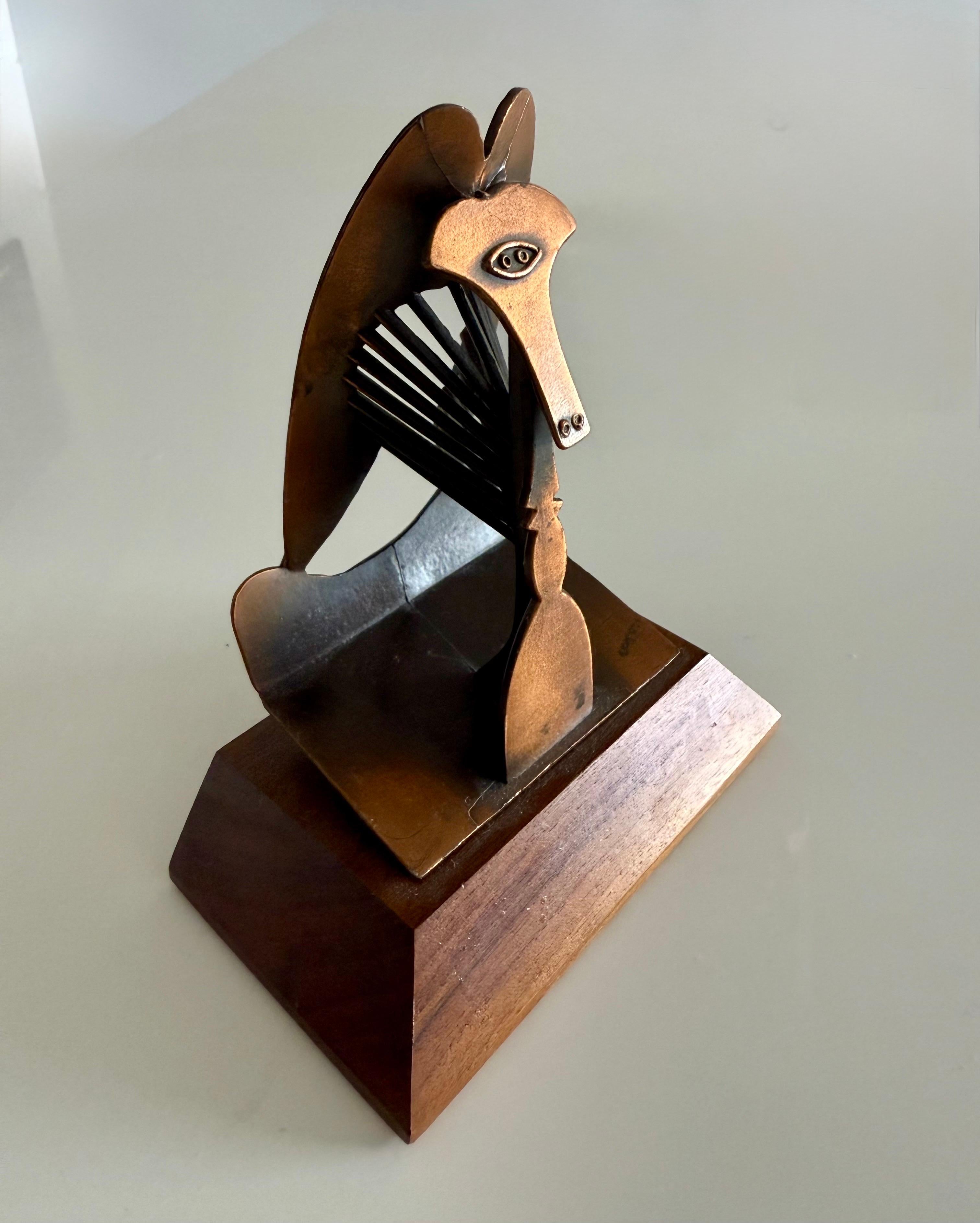 Vintage 1967 1970 Modernist Maquette Chicago Picasso Cubist Sculpture Head Metal For Sale 2