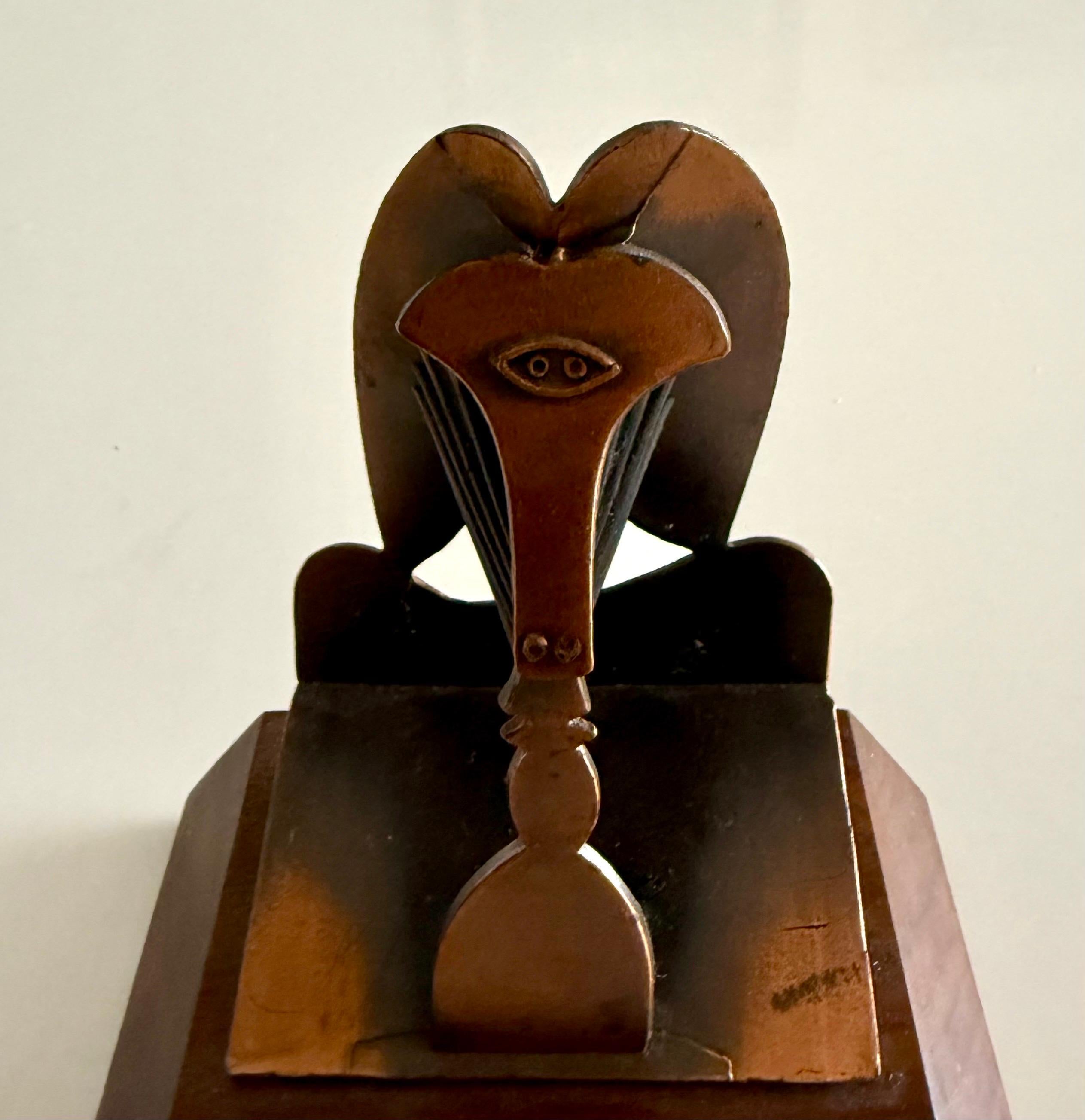 Vintage 1967 1970 Modernist Maquette Chicago Picasso Cubist Sculpture Head Metal For Sale 5