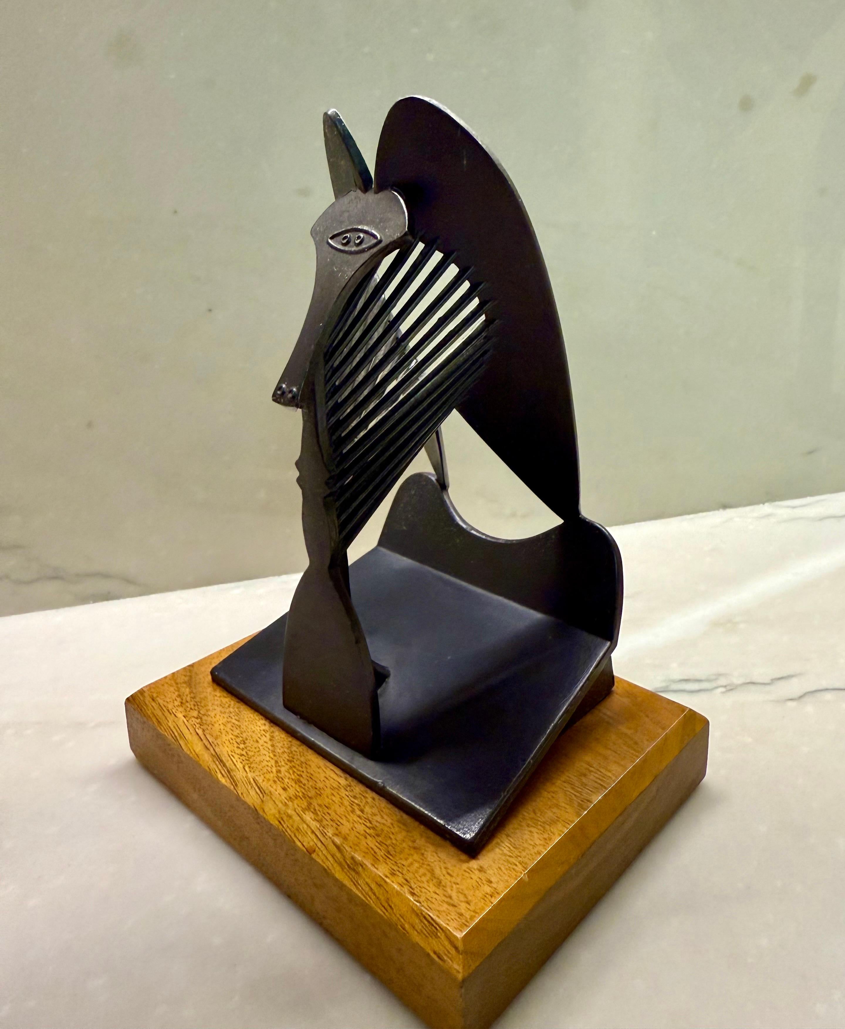 Vintage 1967 Modernist Maquette for Chicago Picasso Cubist Sculpture Head Metal 7