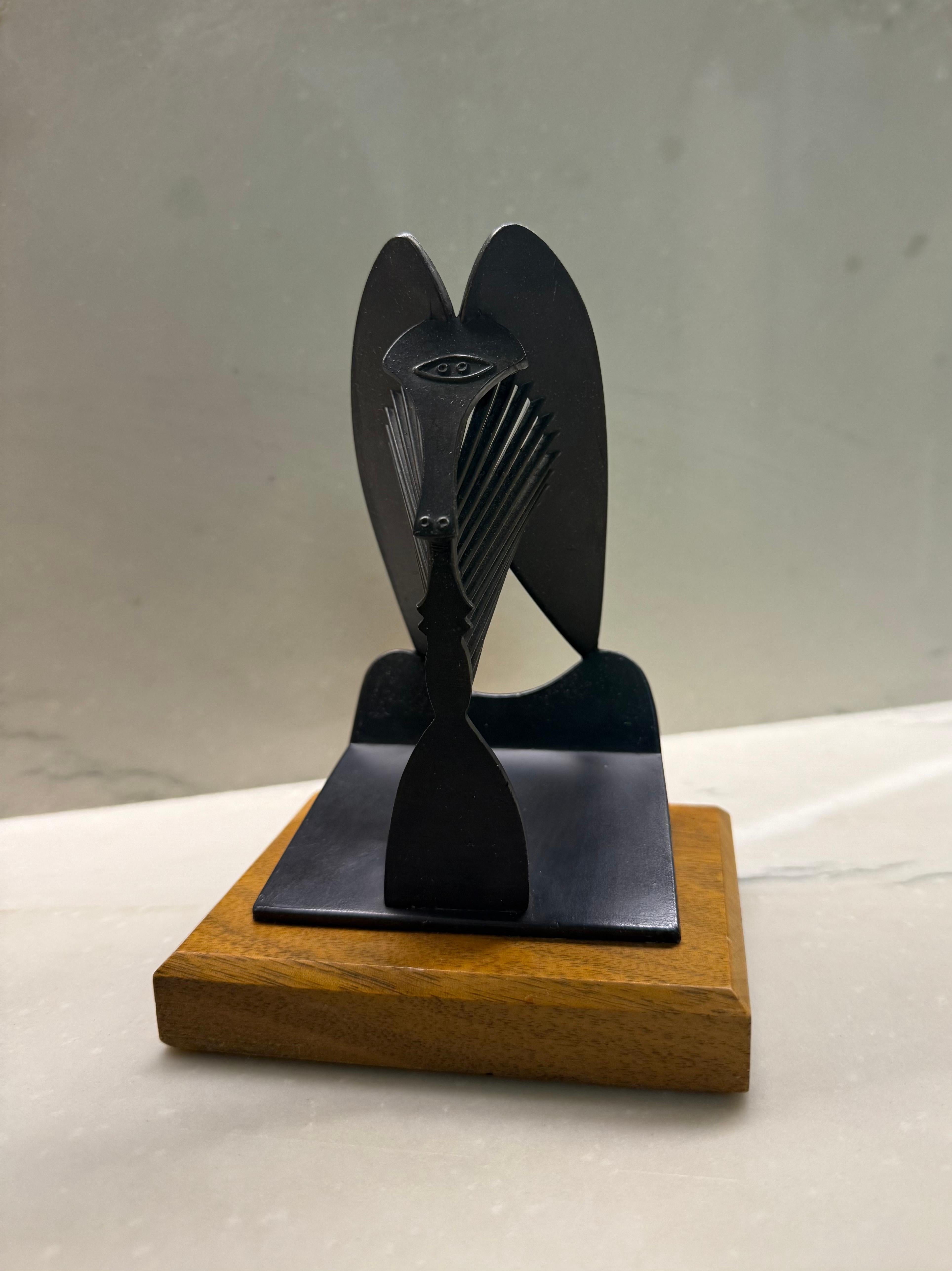Vintage 1967 Modernist Maquette for Chicago Picasso Cubist Sculpture Head Metal 1