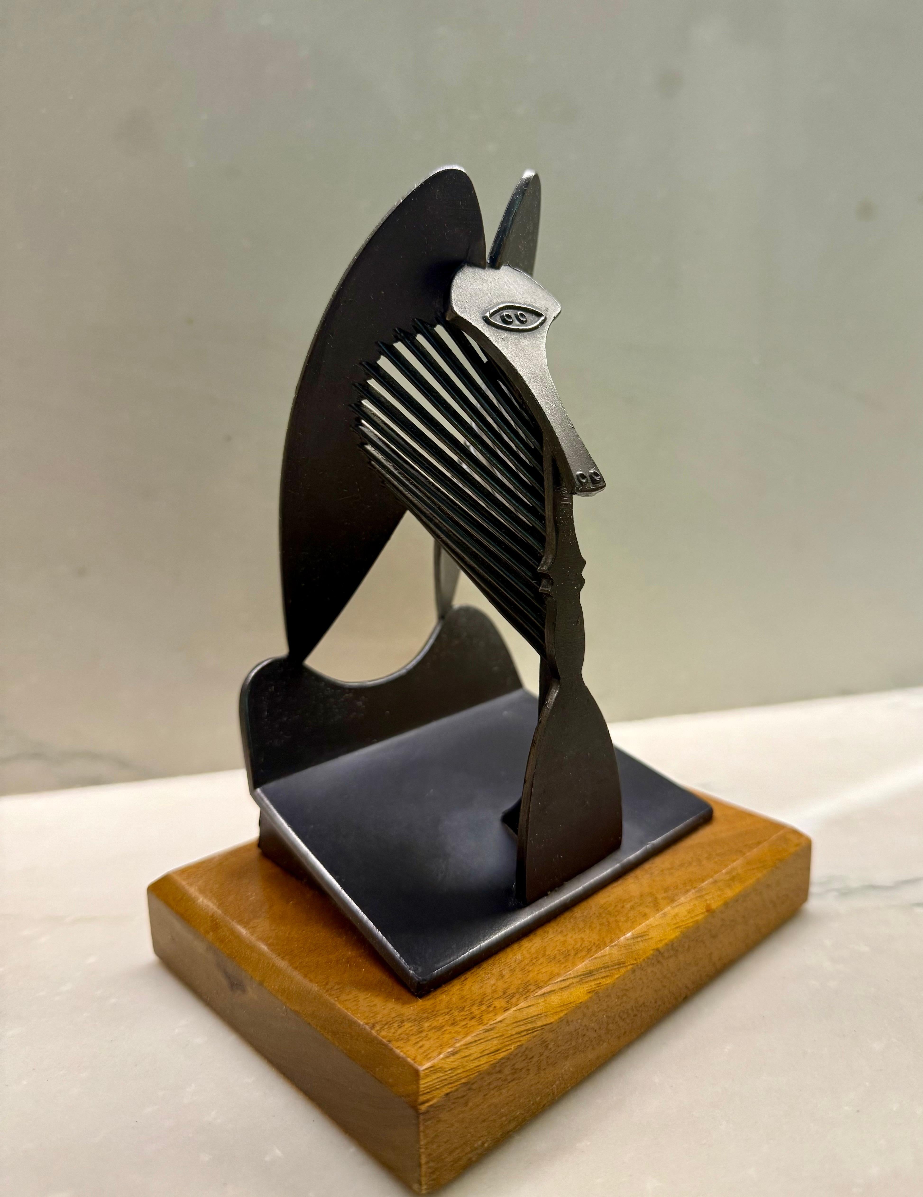 Vintage 1967 Modernist Maquette for Chicago Picasso Cubist Sculpture Head Metal 2