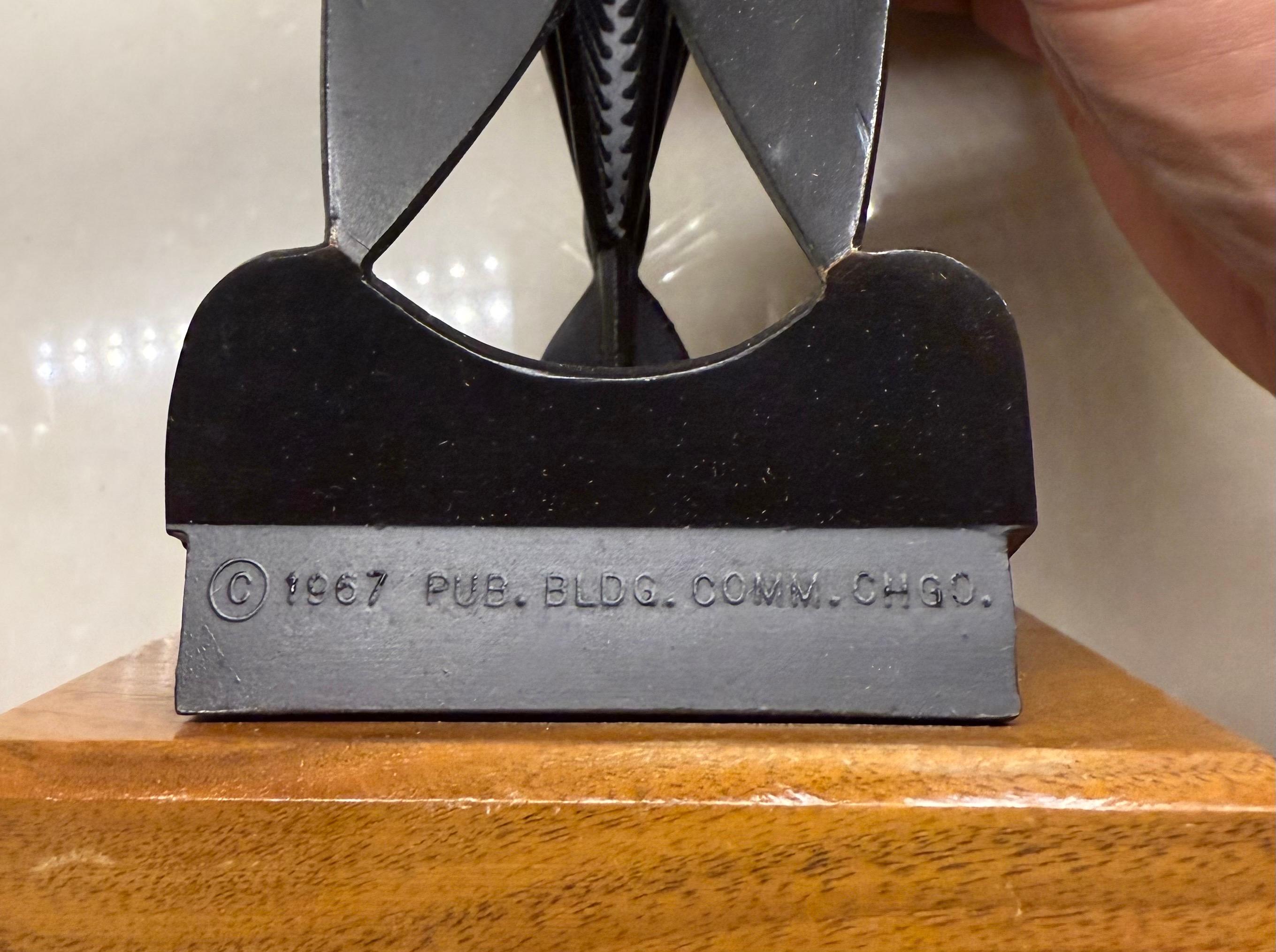 Vintage 1967 Modernist Maquette for Chicago Picasso Cubist Sculpture Head Metal 4