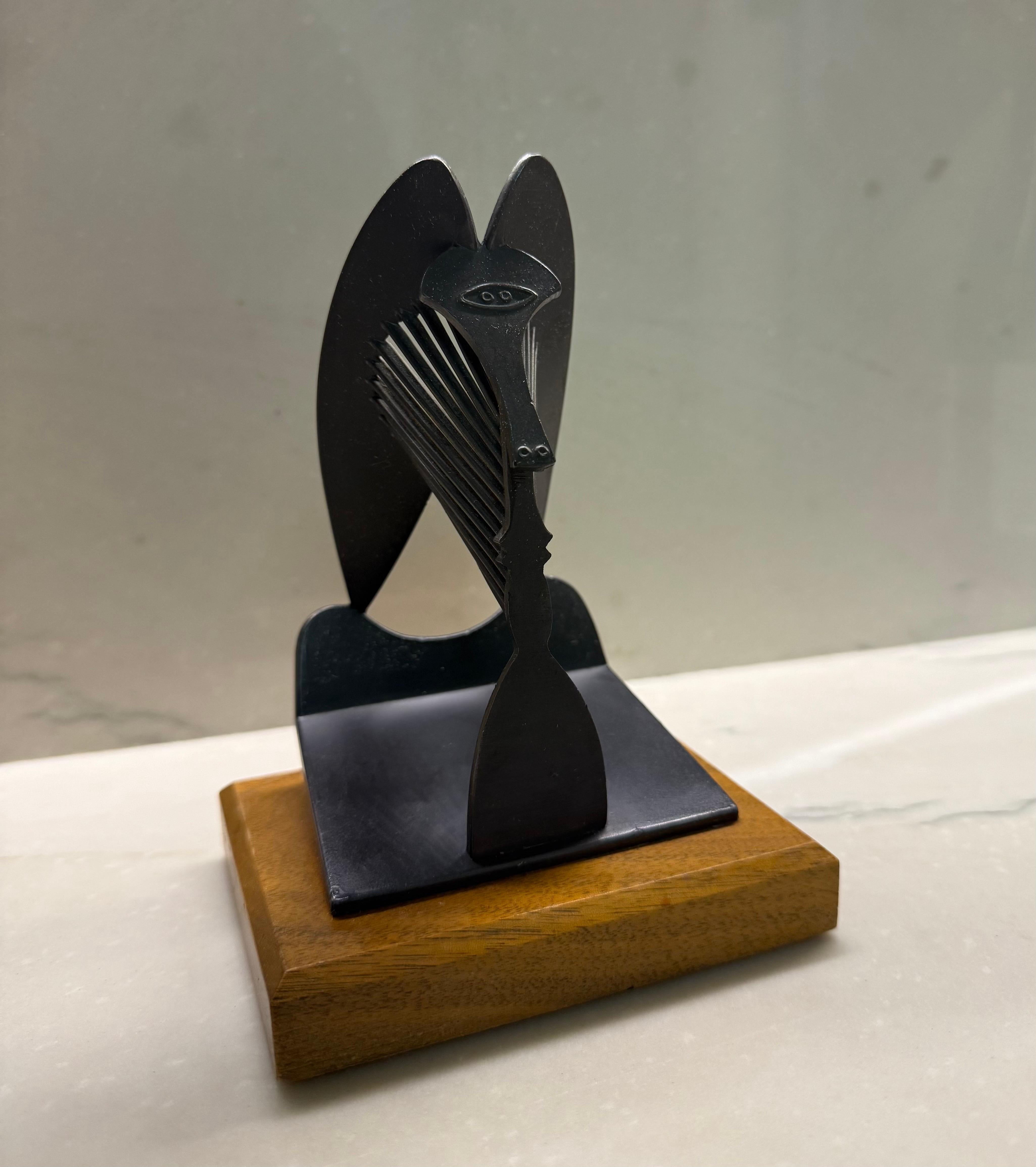 Vintage 1967 Modernist Maquette for Chicago Picasso Cubist Sculpture Head Metal 5