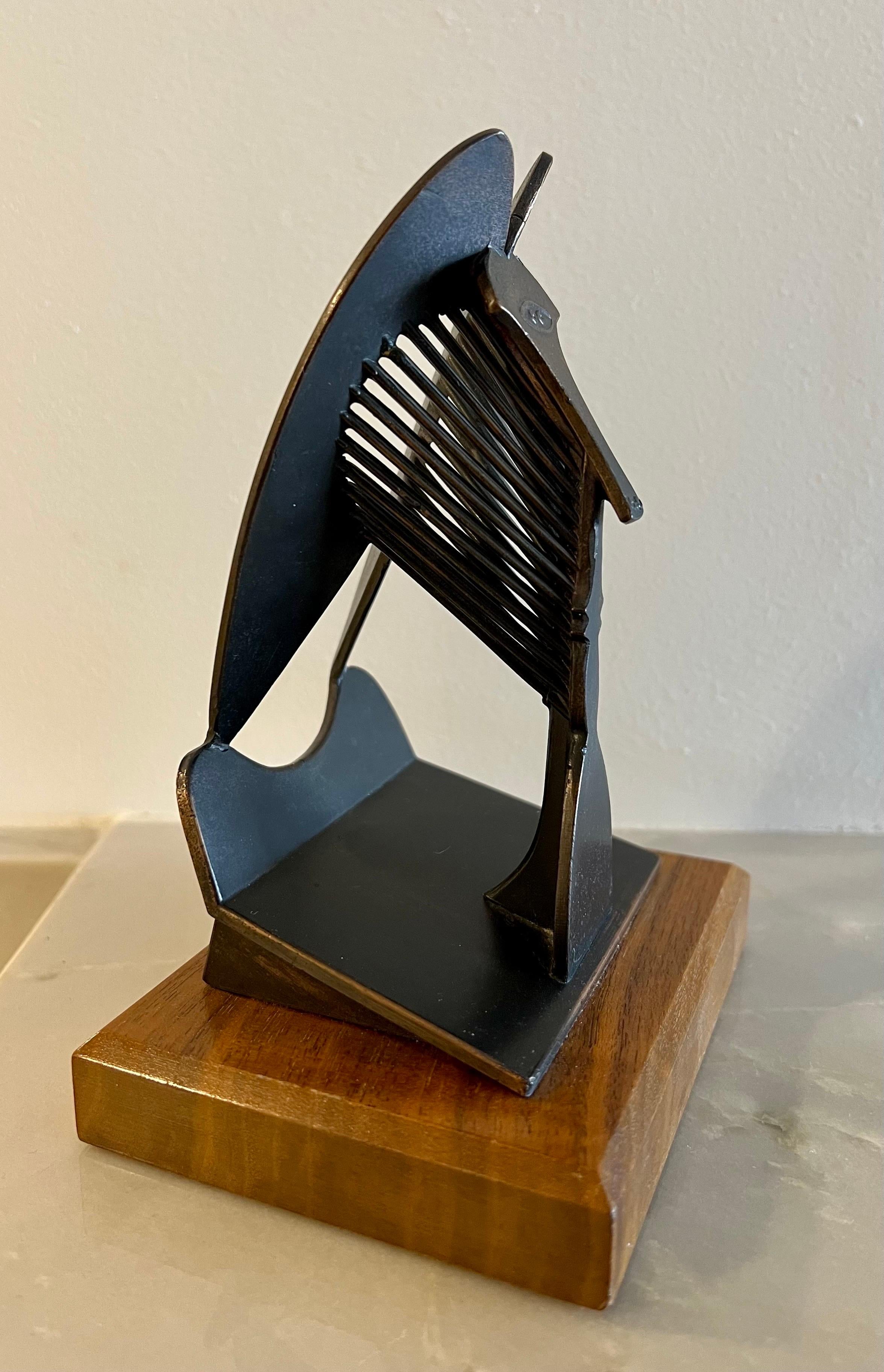 (after) Pablo Picasso Abstract Sculpture - Vintage 1967 Modernist Maquette for Chicago Picasso Cubist Sculpture Head Metal 
