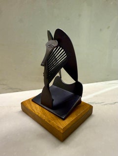 Vintage 1967 Modernist Maquette for Chicago Picasso Cubist Sculpture Head Metal