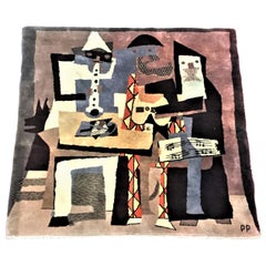 After Pablo Picasso, Three Musicians, Mid-Century Modern Wool Area Rug