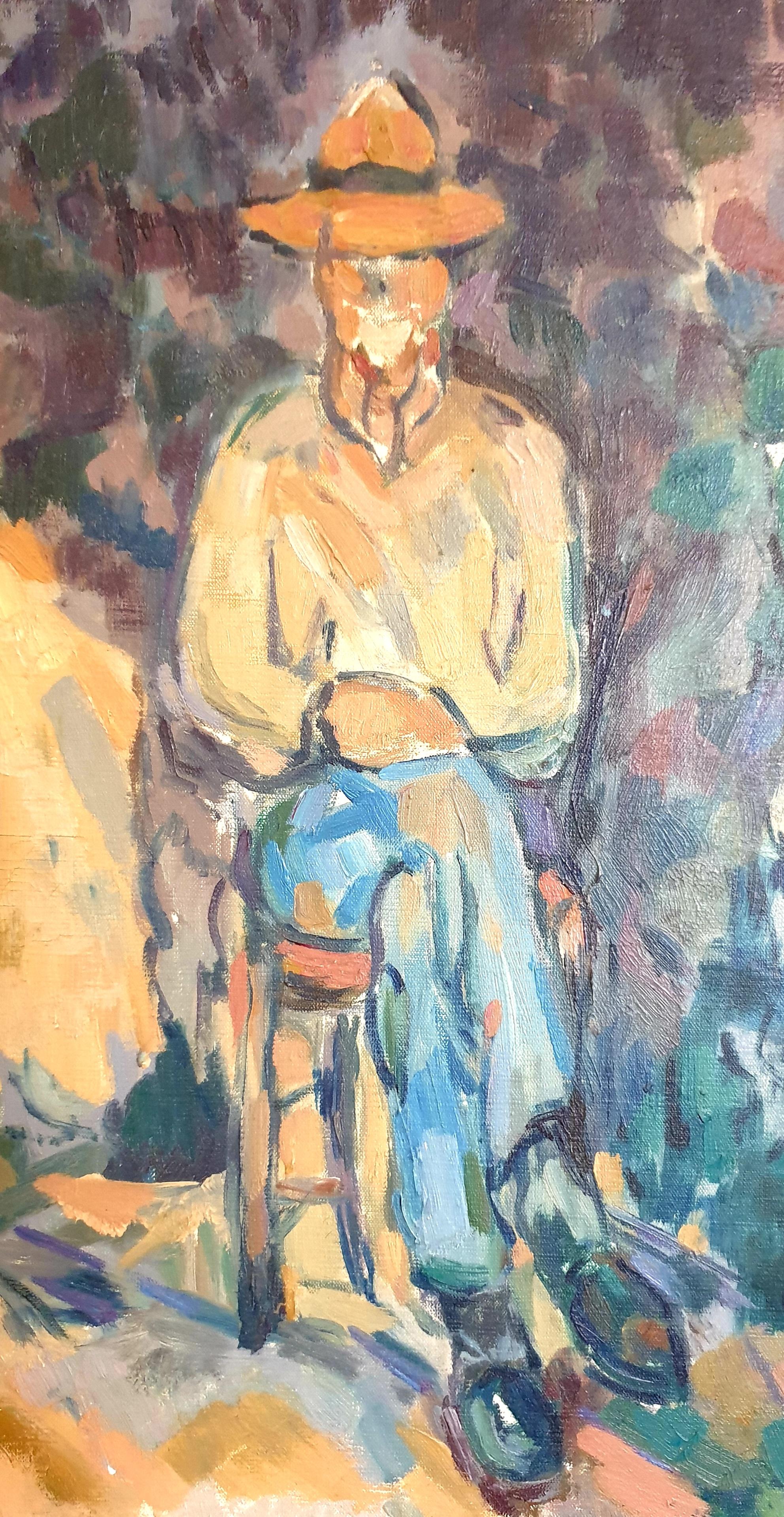 French Impressionist Oil on Canvas after Cézanne, Le Jardinier, The Gardener For Sale 4