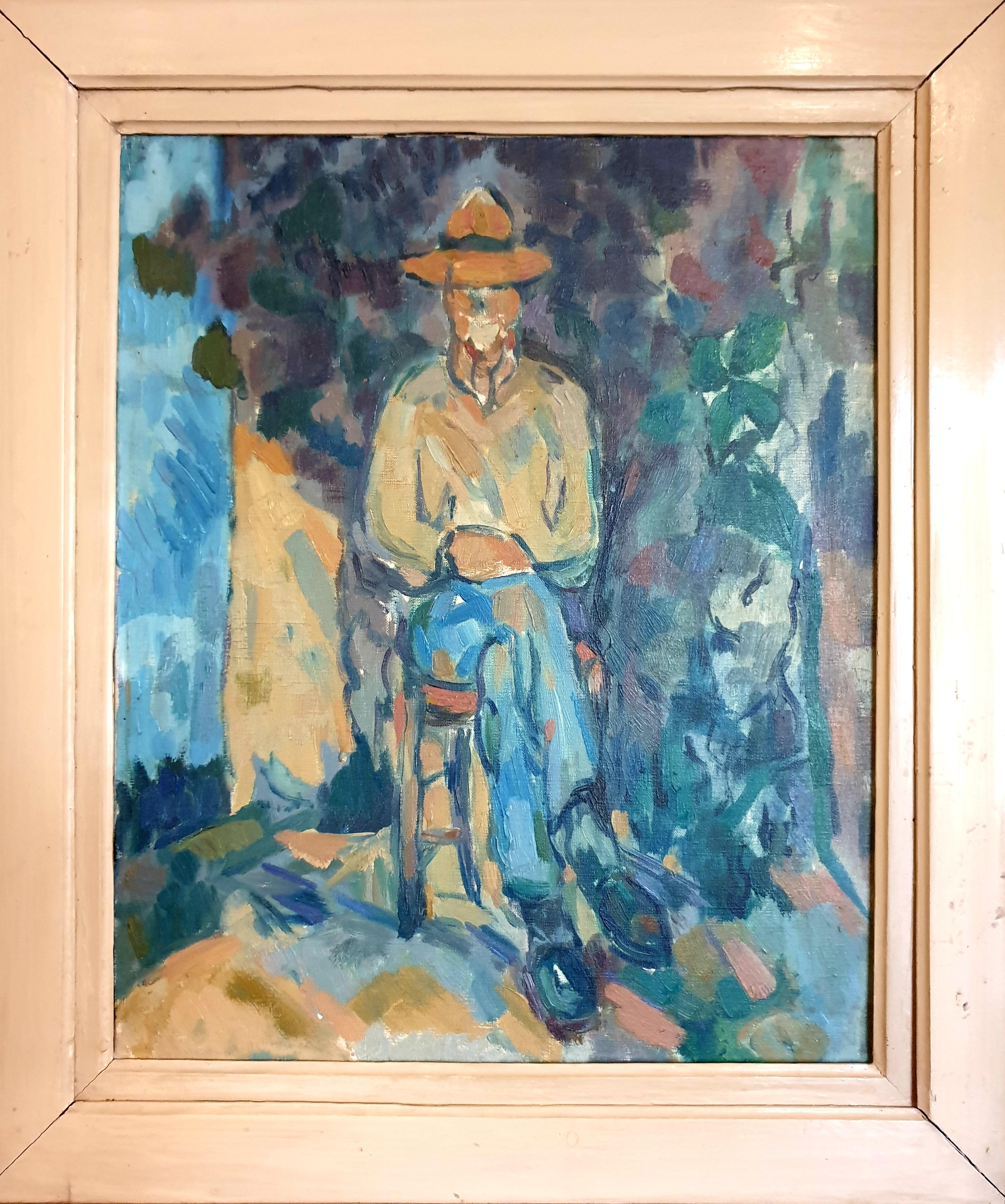 French Impressionist Oil on Canvas after Cézanne, Le Jardinier, The Gardener For Sale 5