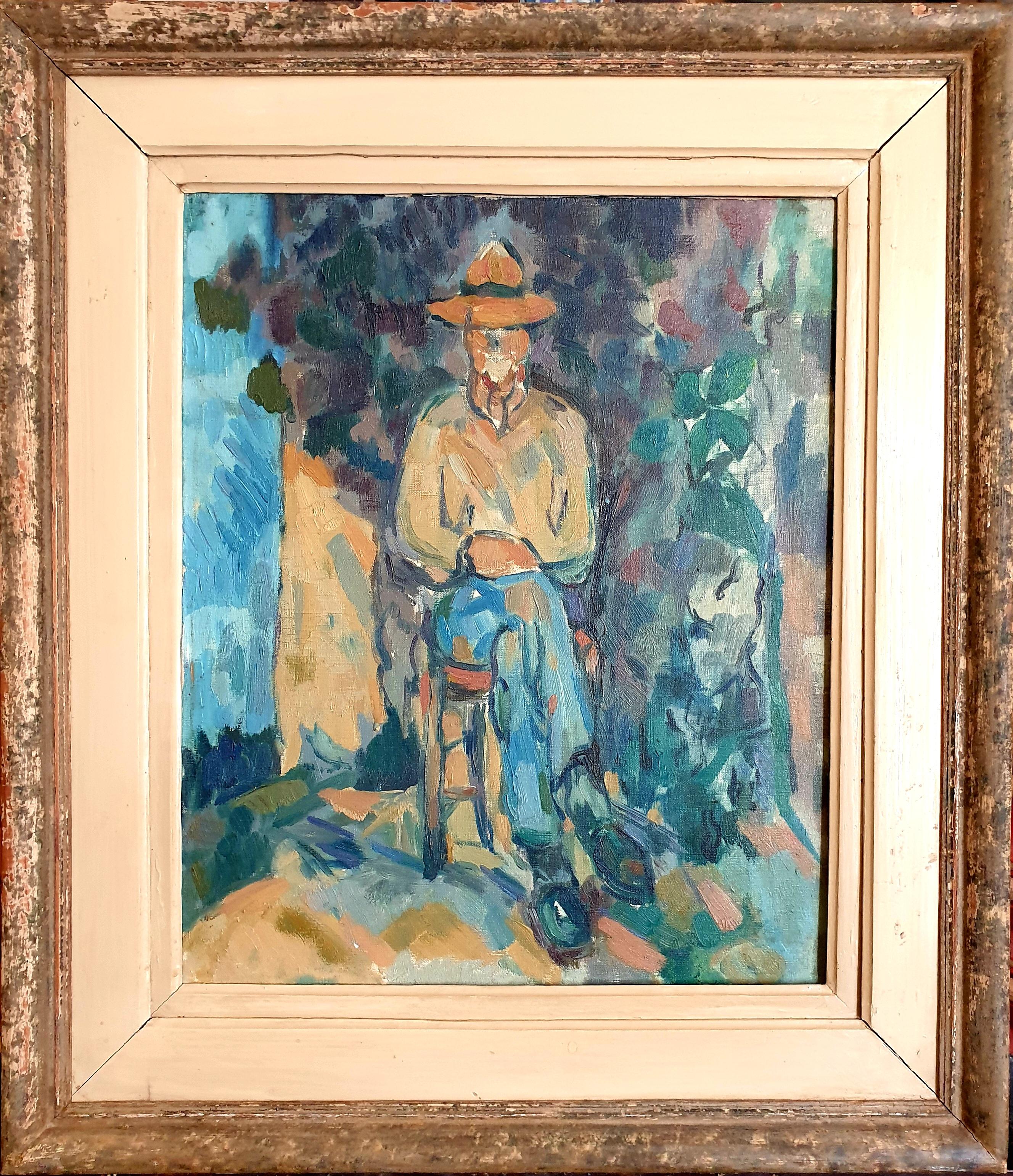 French Impressionist Oil on Canvas after Cézanne, Le Jardinier, The Gardener - Painting by After Paul Cezanne