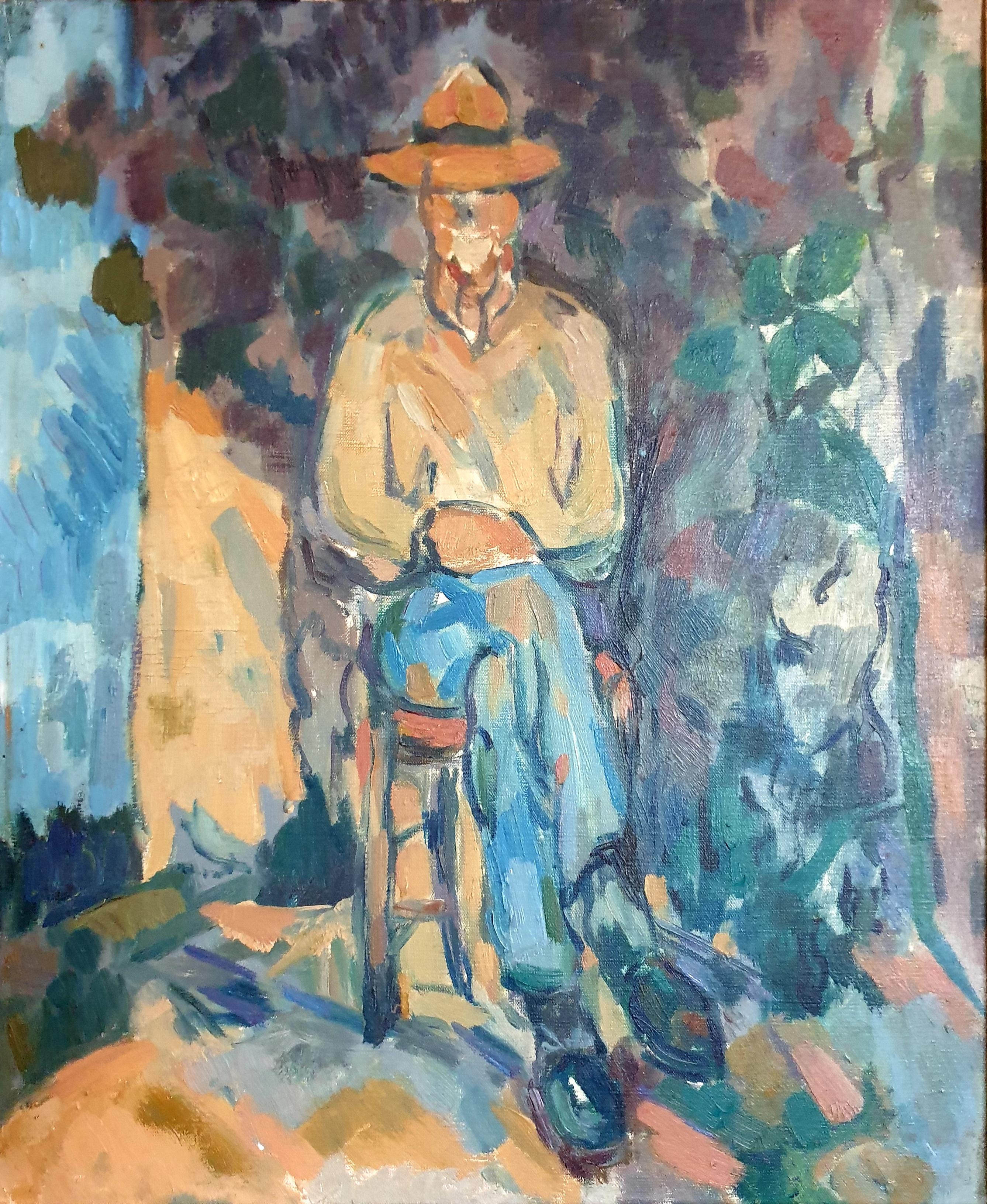 French Impressionist Oil on Canvas after Cézanne, Le Jardinier, The Gardener