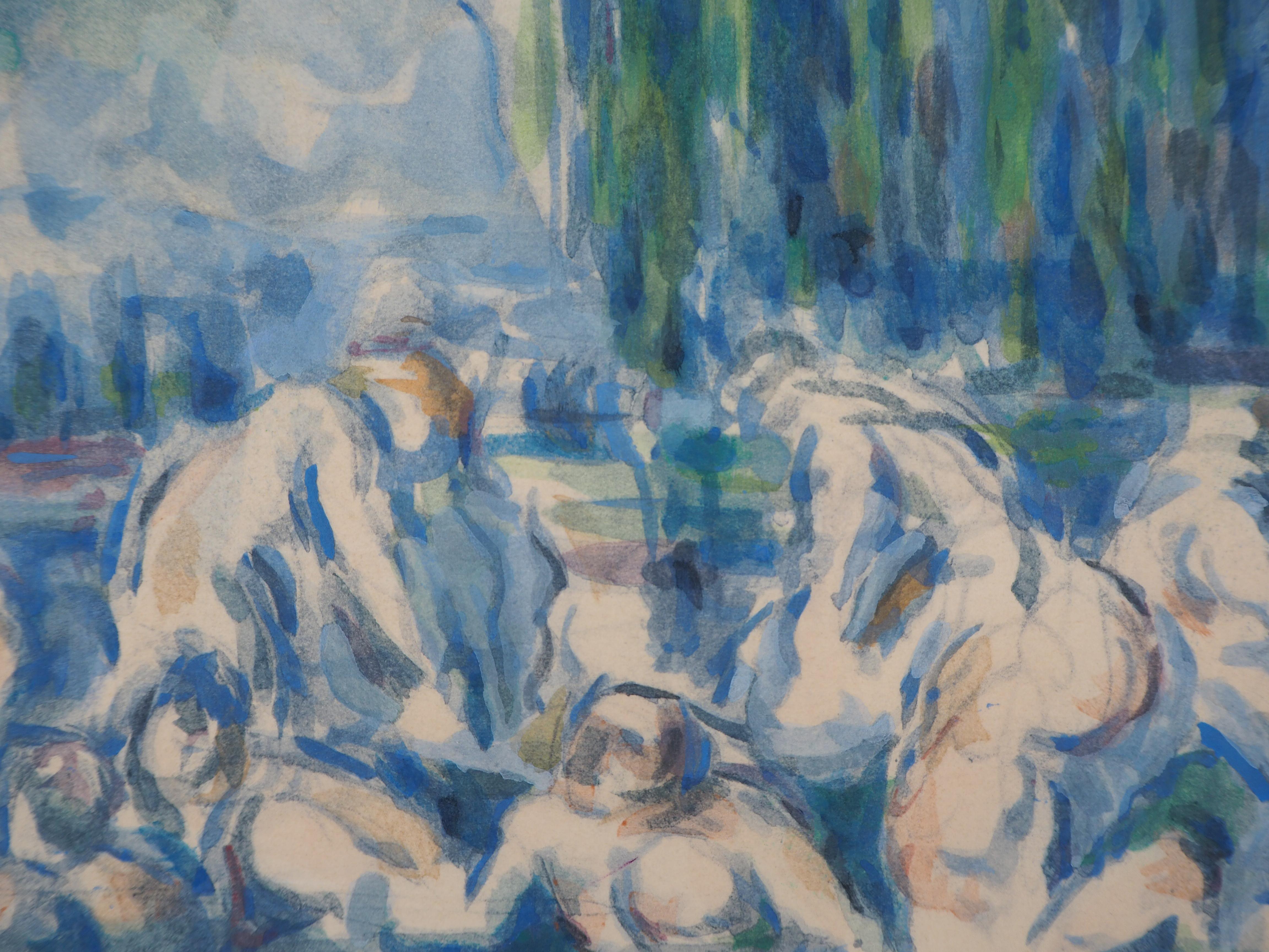 Bathers in the Shade of a Tree - Lithograph and Stencil Watercolor, 1947 1