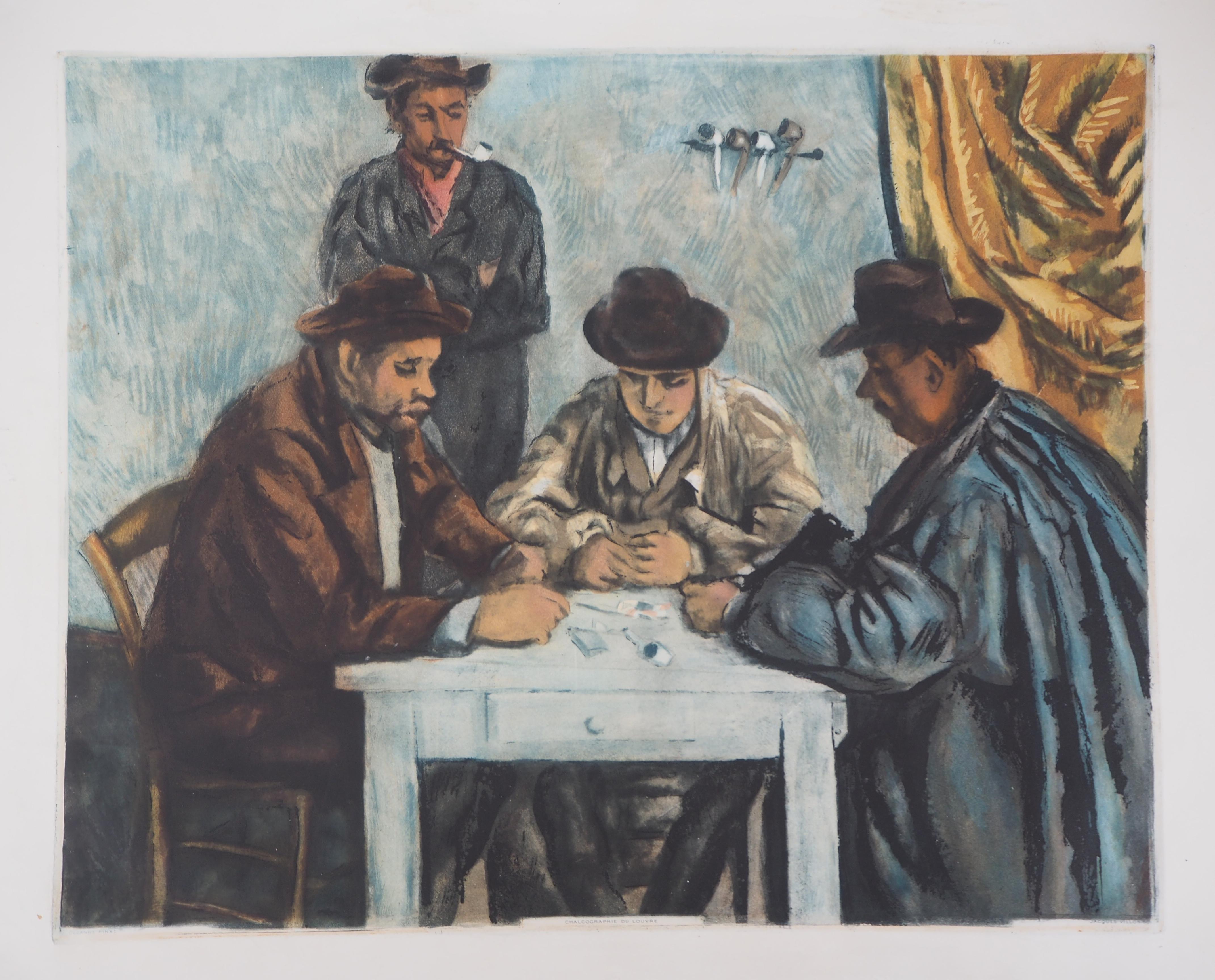 After Paul Cezanne Figurative Print - Card Players - Etching and aquatint engraved by Jacques Villon
