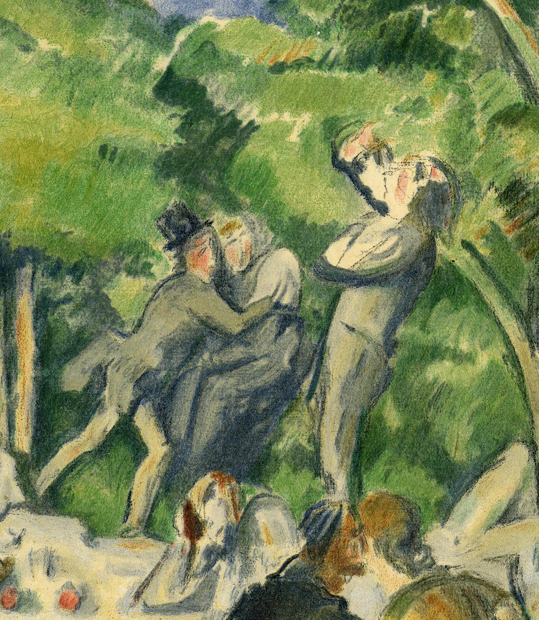 Dejeuner sur l'Herbe - Gray Landscape Print by After Paul Cezanne