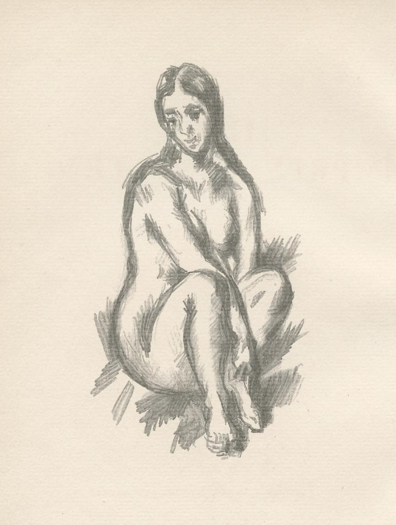 "Femme nu" woodcut - Print by After Paul Cezanne