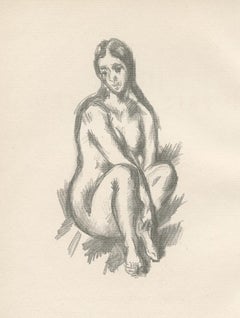"Femme nu" woodcut