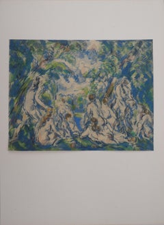 Nude Bathers in a Forest  - Lithograph and Stencil Watercolor, 1947
