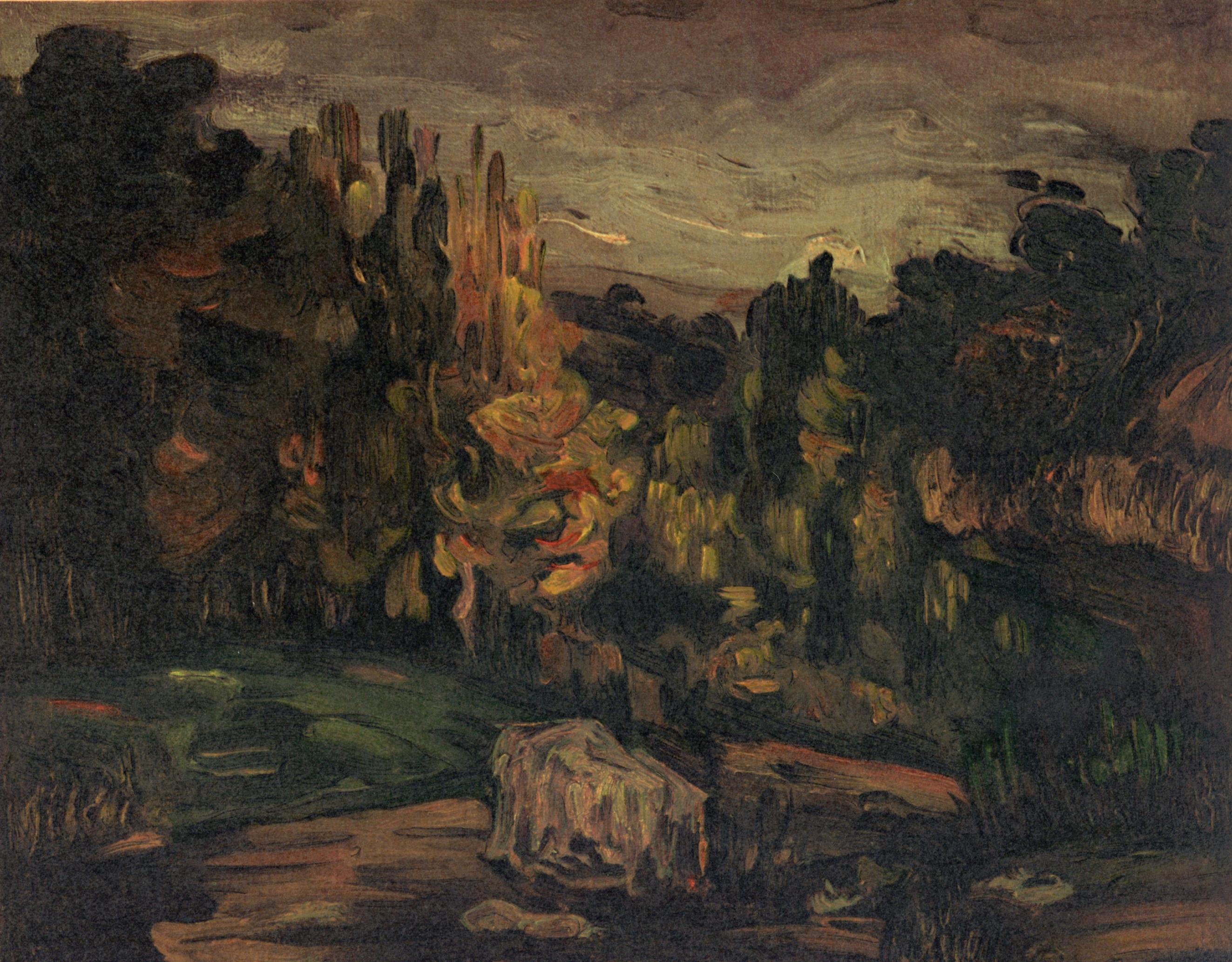 "Paysage a Aix" lithograph - Print by After Paul Cezanne