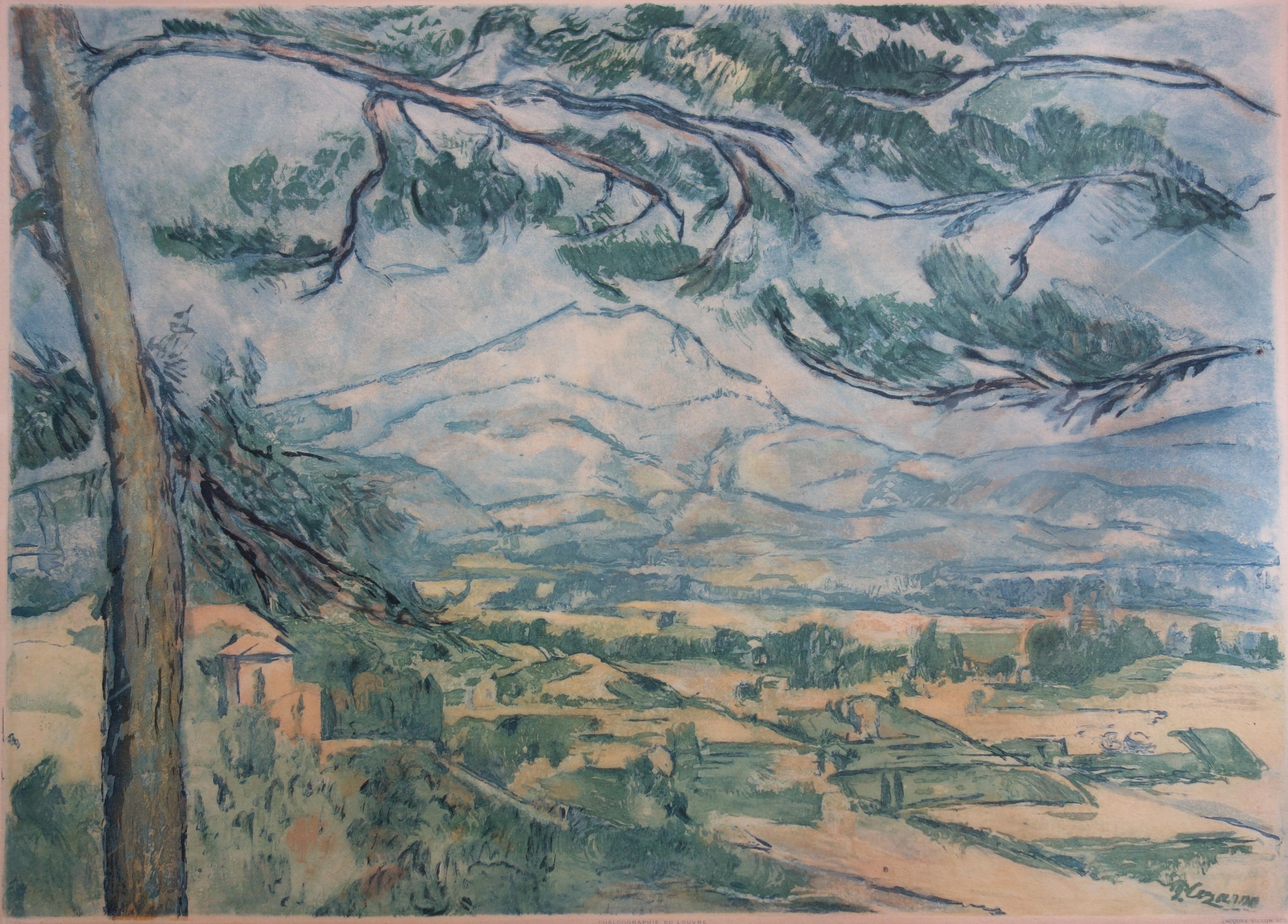After Paul Cezanne Landscape Print - Provence : Sainte Victoire Mountain - Etching and aquatint engraved by J. Villon