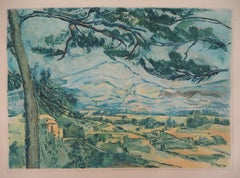 Provence : Sainte Victoire Mountain - Etching and aquatint engraved by J. Villon