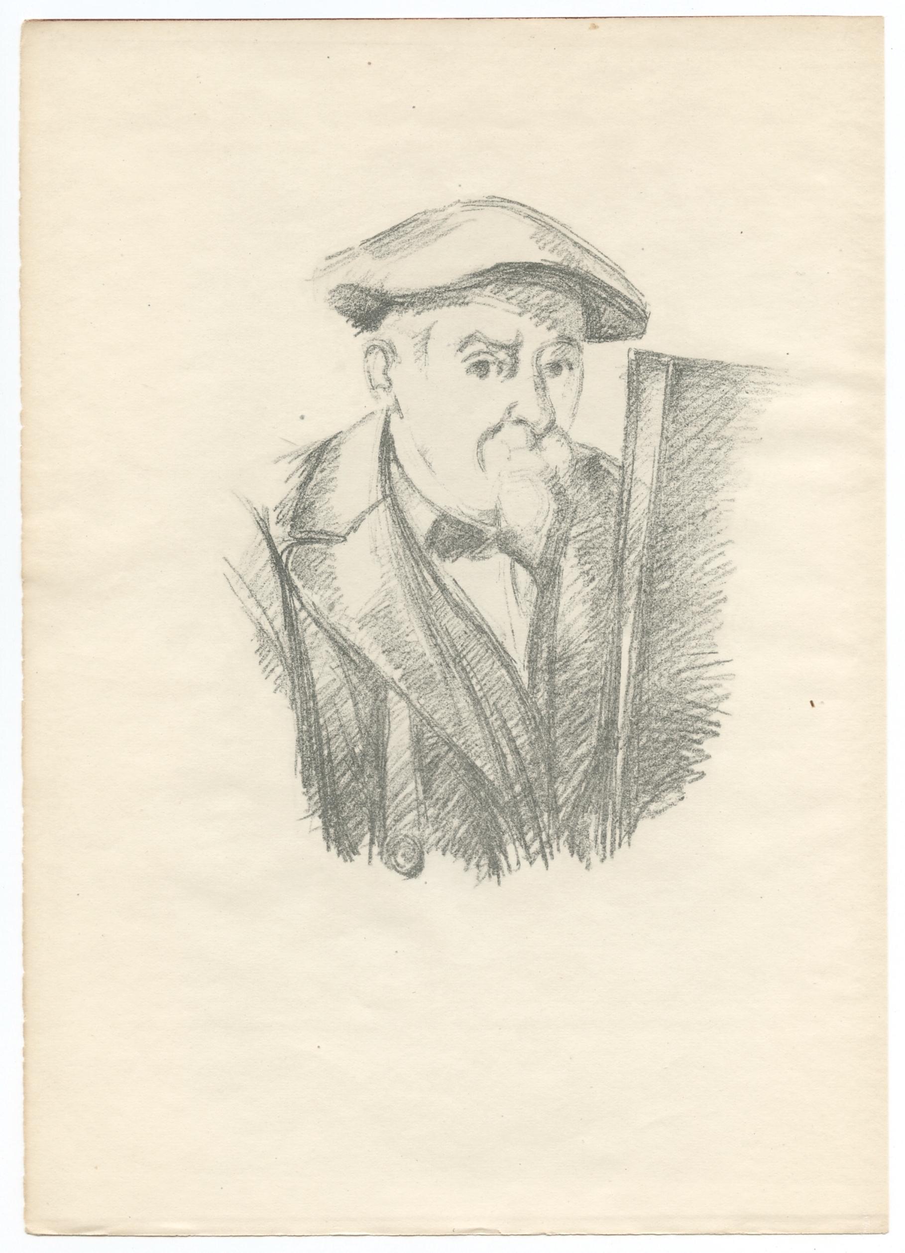 Lithographie „Selbstporträt“ – Print von After Paul Cezanne