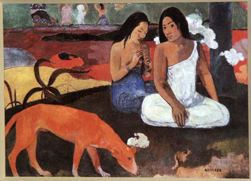 (after) Paul Gauguin Figurative Print - "Arearea (Joyfully), " Giclee Print after 1892 Oil Painting by Paul Gauguin