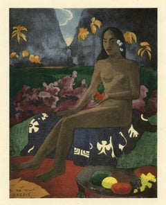 Antique "La reine des Areois" pochoir