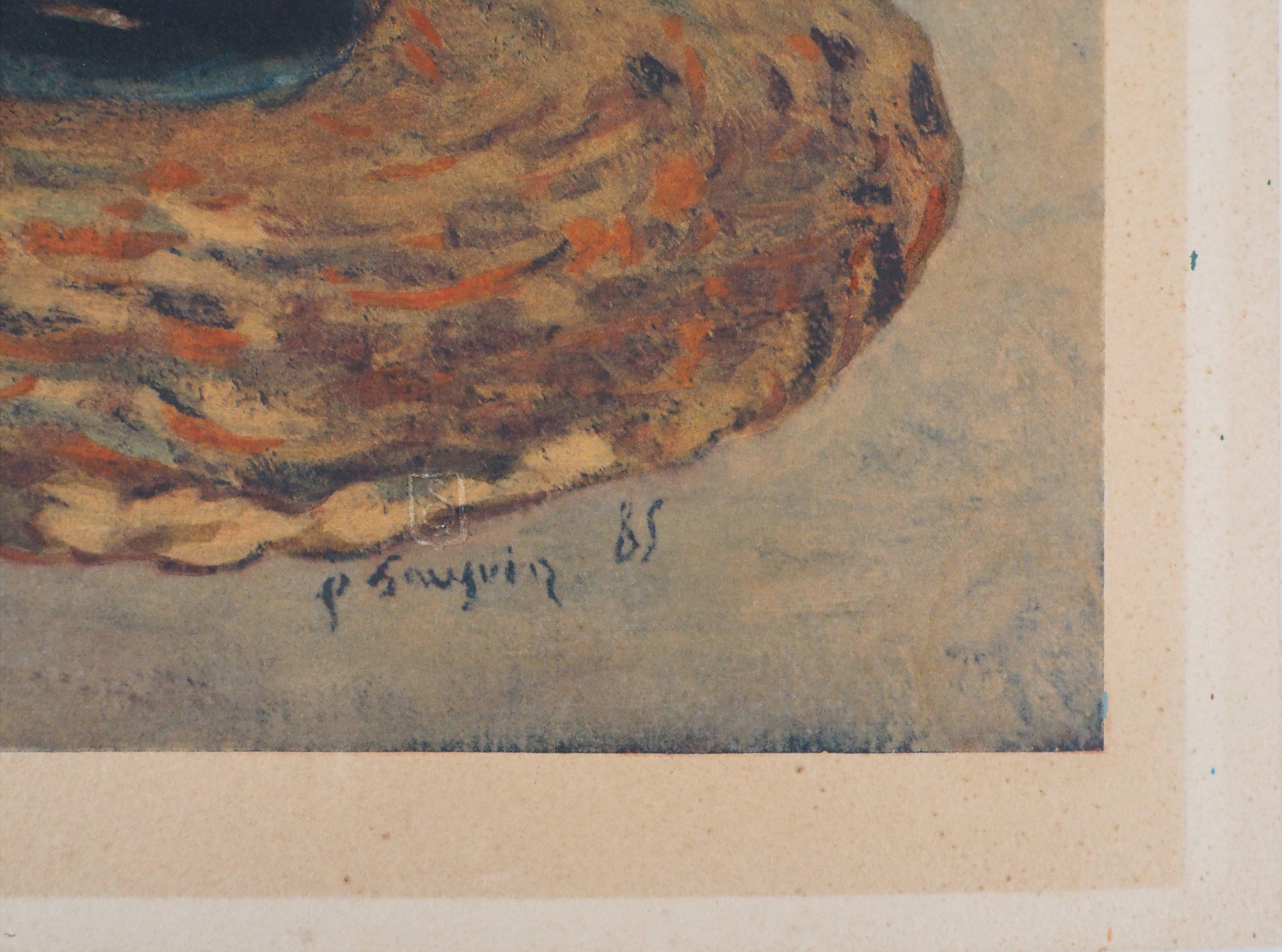 Stillleben mit Mandolin - Pochoir - Spitzer-Ausgabe um 1950 /250ex – Print von (after) Paul Gauguin