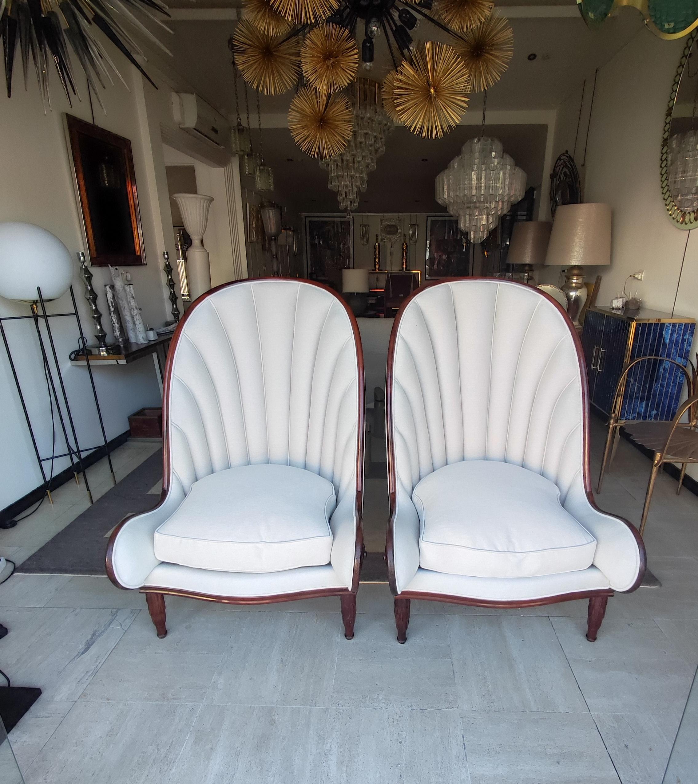 After Paul Iribe, circa 70'' fantastic pair of Nautile Armchairs For Sale 5