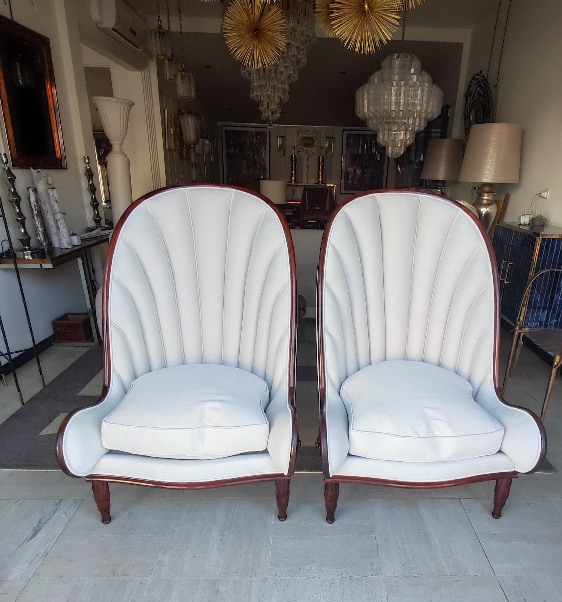 After Paul Iribe, circa 70'' fantastic pair of Nautile Armchairs For Sale 6