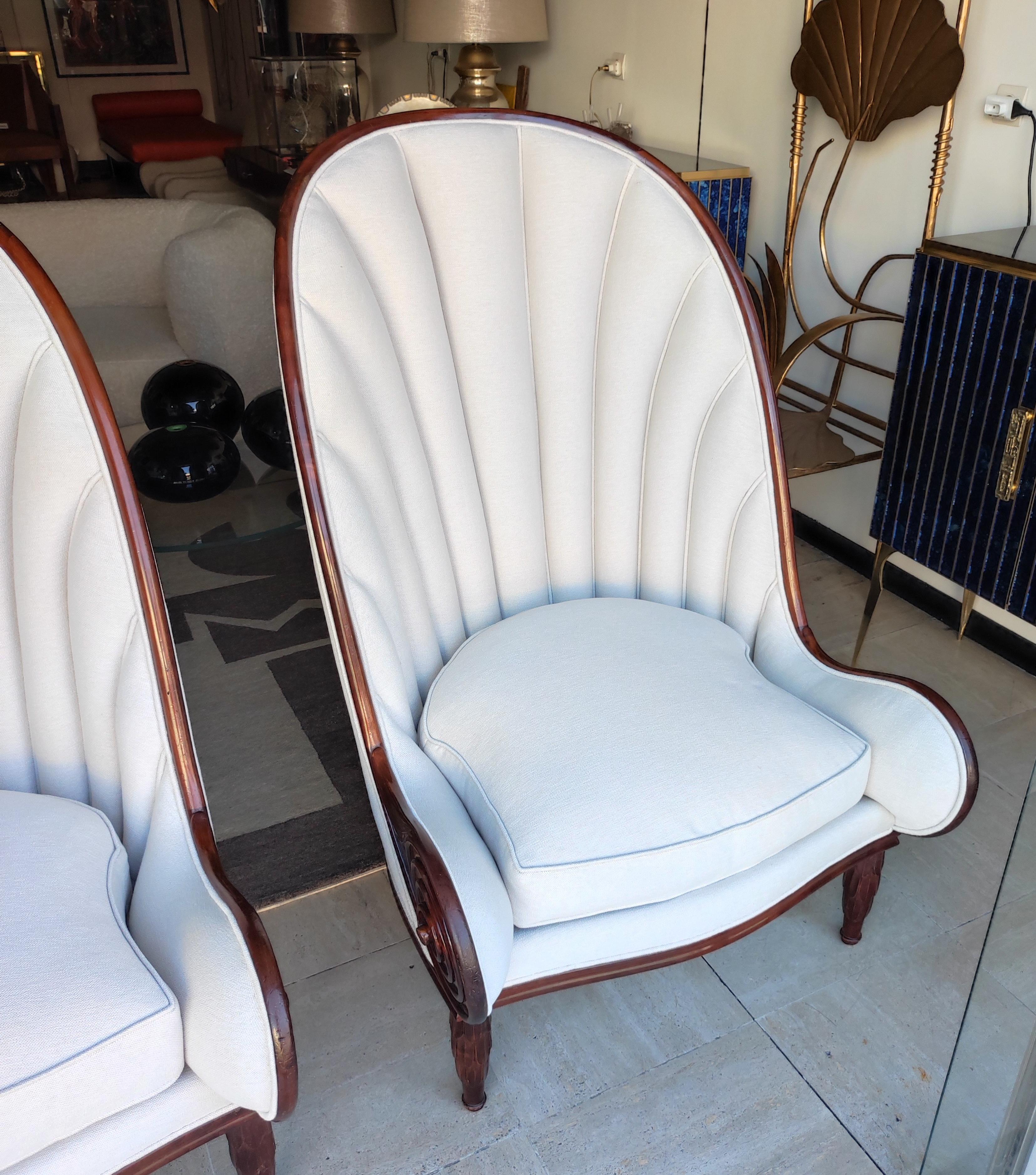 After Paul Iribe, circa 70'' fantastic pair of Nautile Armchairs For Sale 8