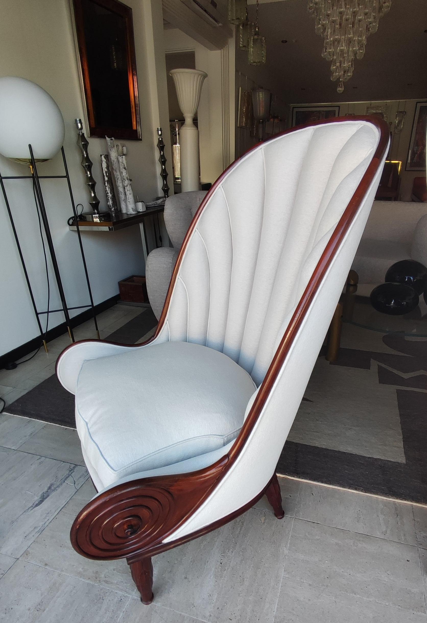 After Paul Iribe, circa 70'' fantastic pair of Nautile Armchairs In Excellent Condition For Sale In Saint-Ouen, FR