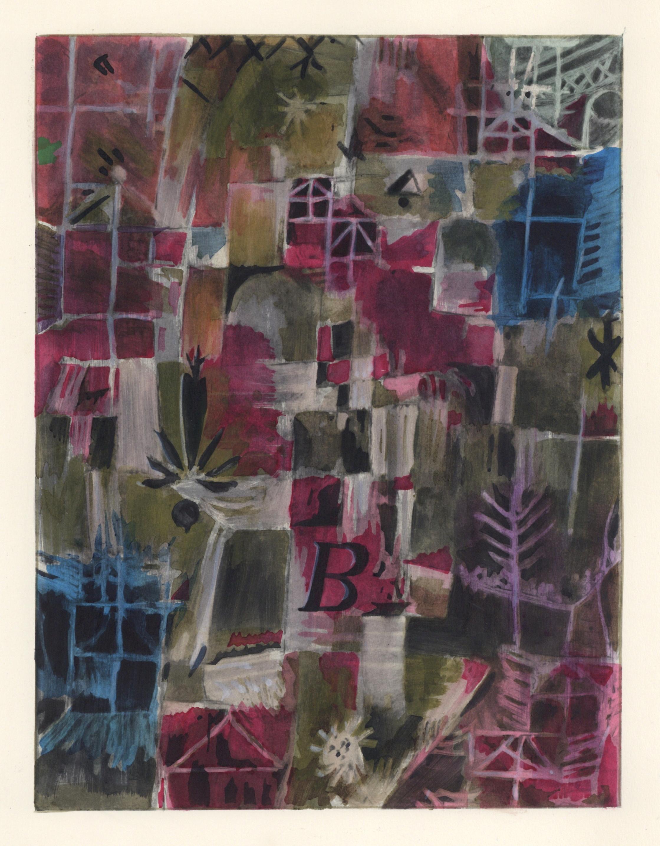 ""Composition en B"" pochoir - Print de (after) Paul Klee